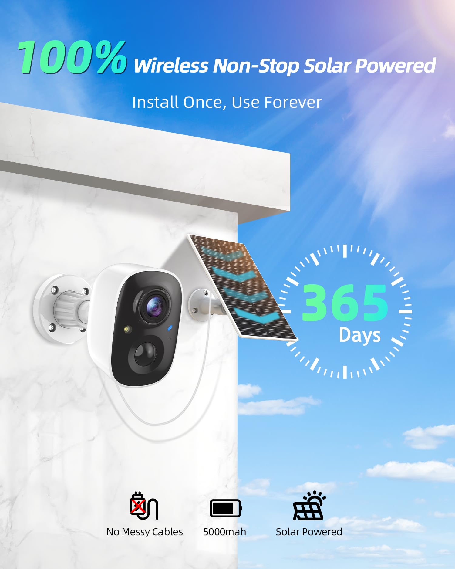 Maxiviz Solar Security Camera Wireless Outdoor, 1080P Cameras For Home Security Outside With Ai Motion Detection, Color Night Vi