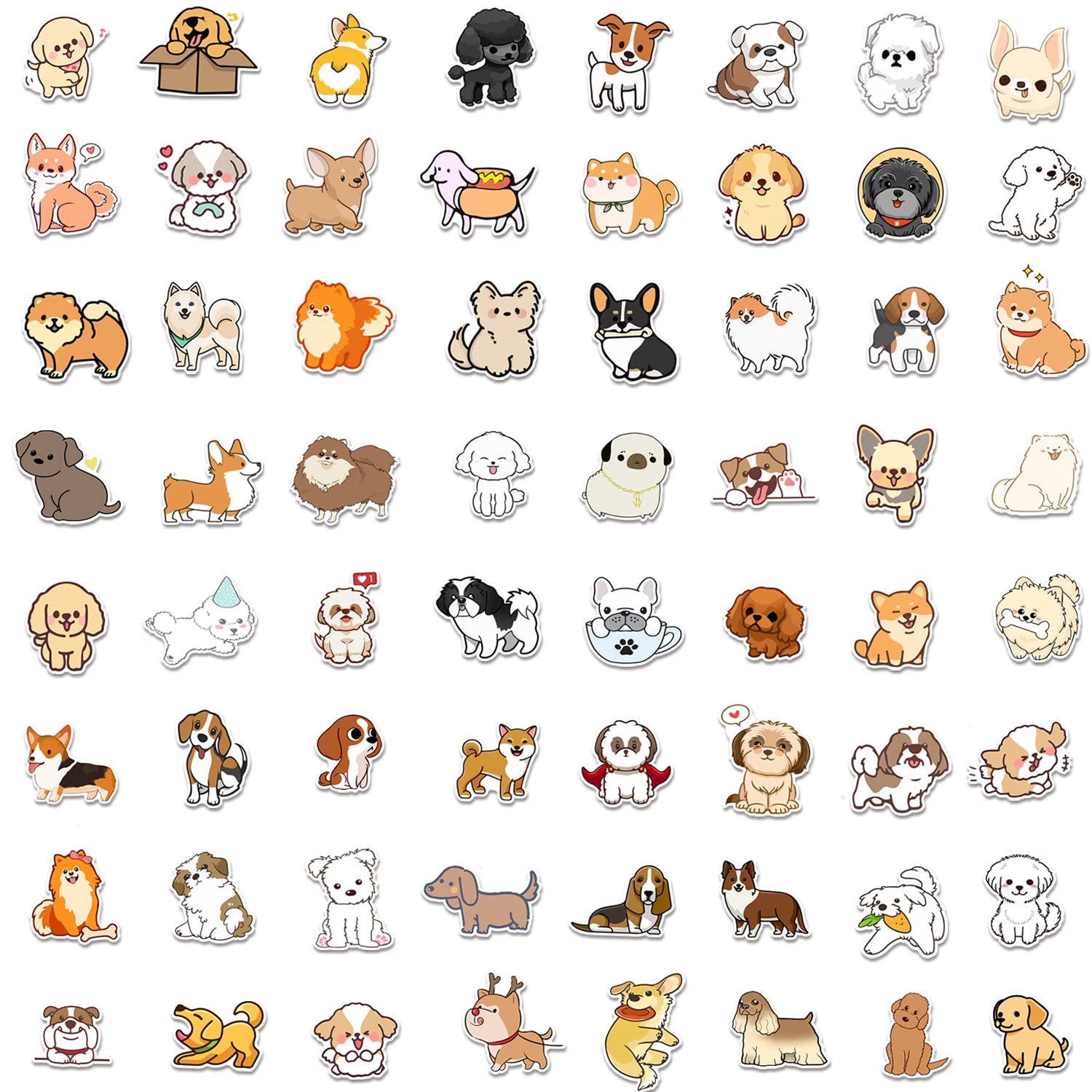 200 Pcs Cute Dog Stickers, Puppy Stickers Waterproof Vinyl Gifts For Laptop Guitar Water Bottle Luggage Bike Teens Adults Kids B
