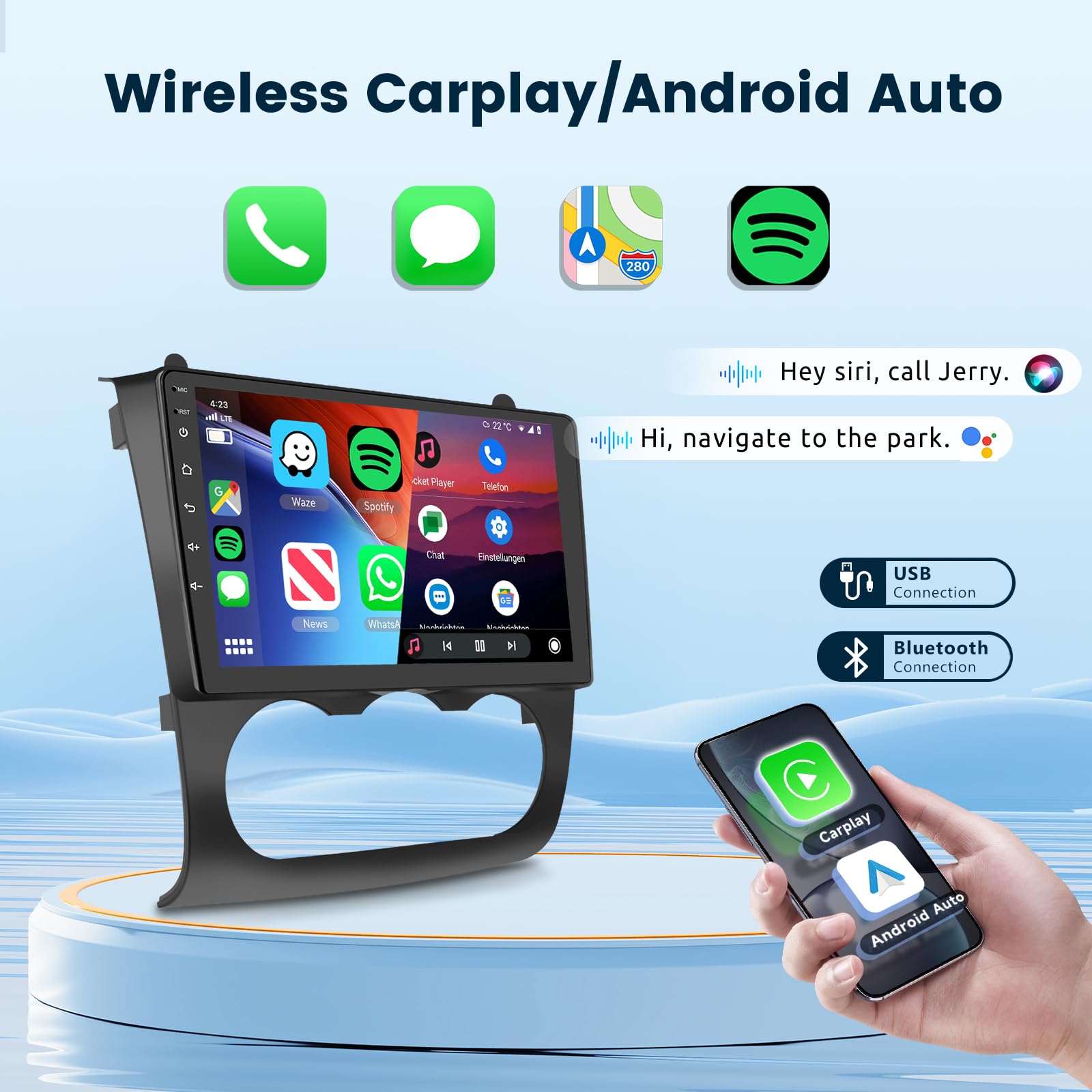 2G+64G Car Radio Stereo For Nissan Altima 2008 2012 With Wireless Carplay Android Auto, 9 Inch Android 13 Touch Screen Hifi Audi