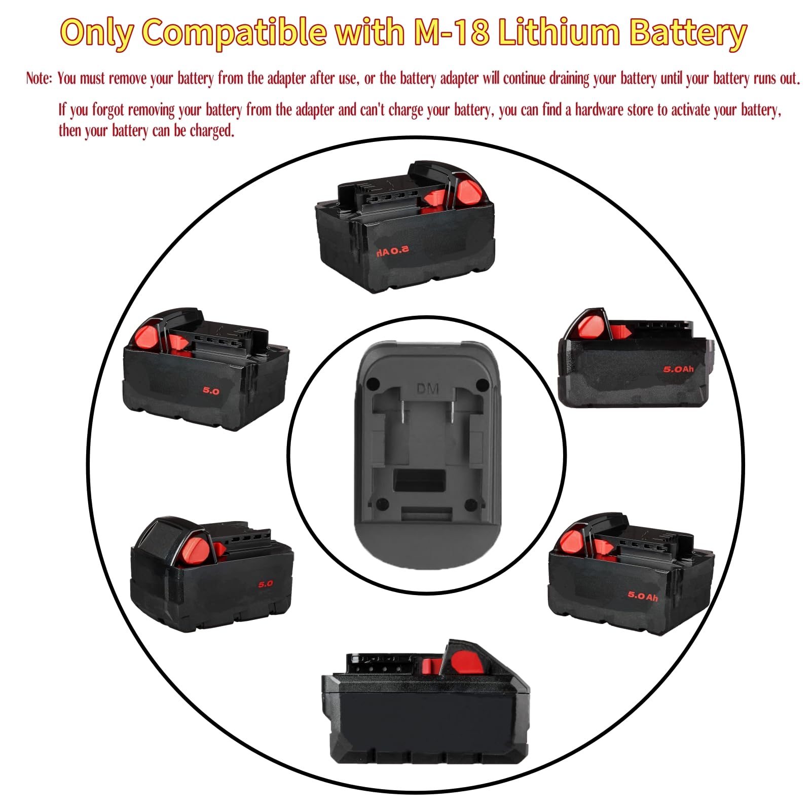 For Dewalt To For Milwaukee Battery Adapter (Only Adapter Included) (For M18 Battery To For Dewalt 20V Tools)