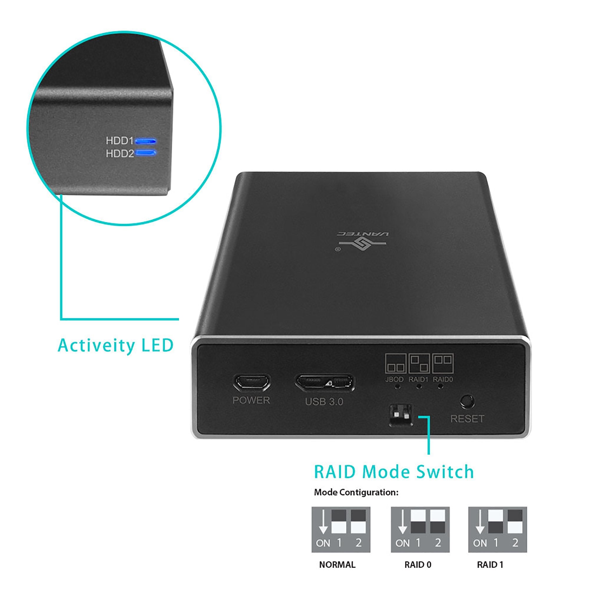 Vantec Nexstar Gx Usb 3.0 Dual 2.5 Sata Ssd/Hdd Raid Enclosure, Black (Nst-272S3-Bk)