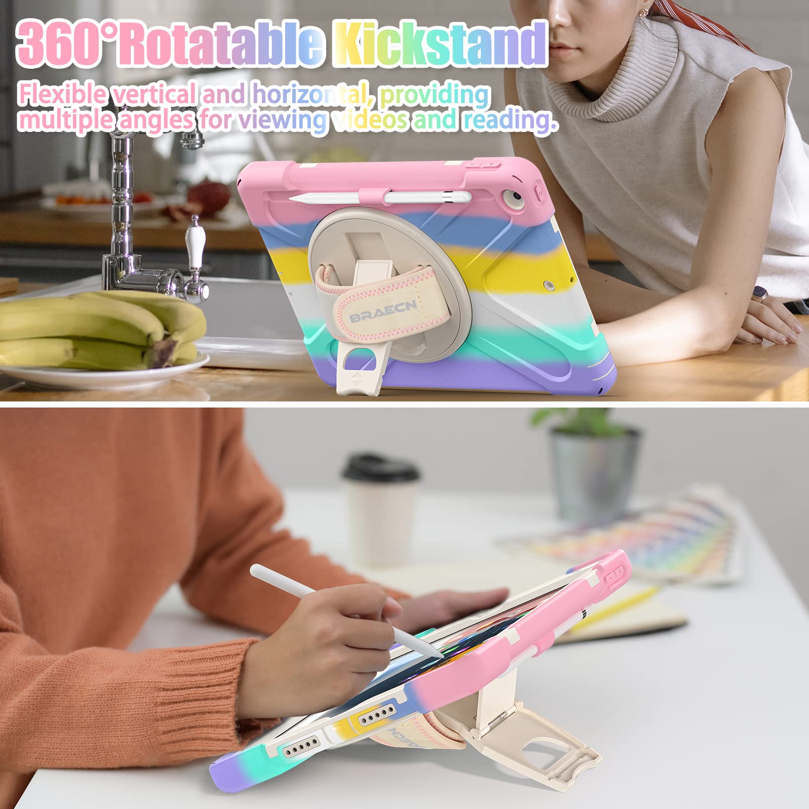 Braecnstock Kids Case For Apple Ipad 9Th 8Th 7Th Generation 2021 2020 2019 10.2'' Shockproof Protective Case With Pen Holder Scr