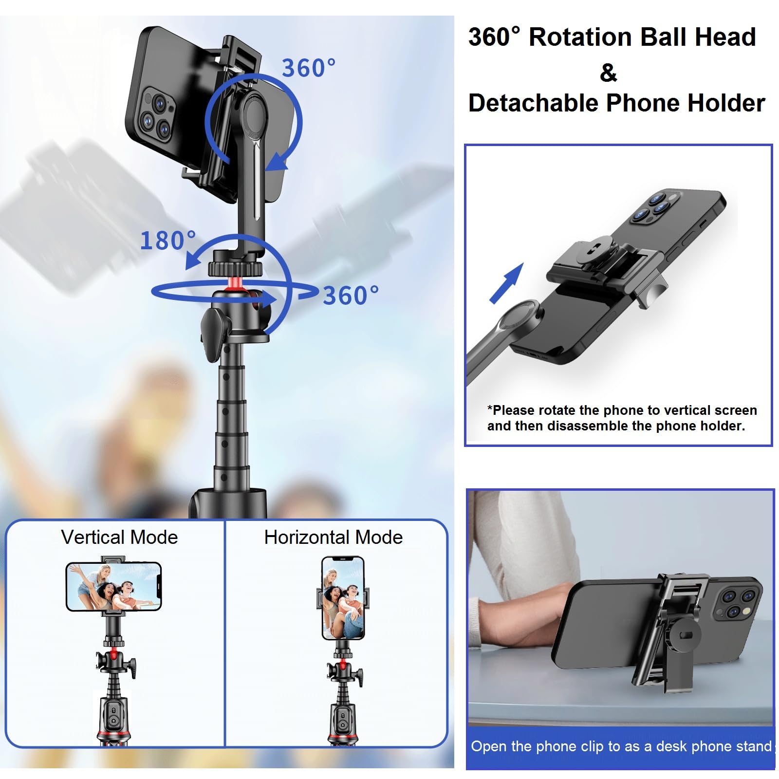 Flexible Phone Tripod Selfie Stick, Octopus Camera Tripod Iphone Holder Stand With Cold Shoe Mount, Travel Tripod Flexible Legs