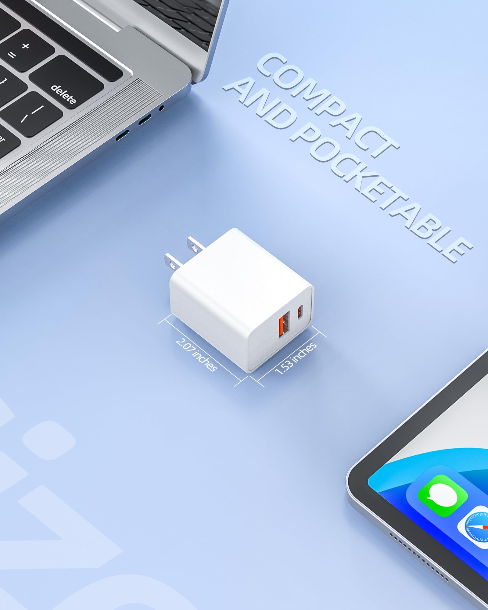 20W [Mfi Certified] Fast Charger Fit For Ipad 9Th Generation Gen 2021 10.2 Inch Tablet With 6.6 Ft Charging Cable A2602 A2604 A2