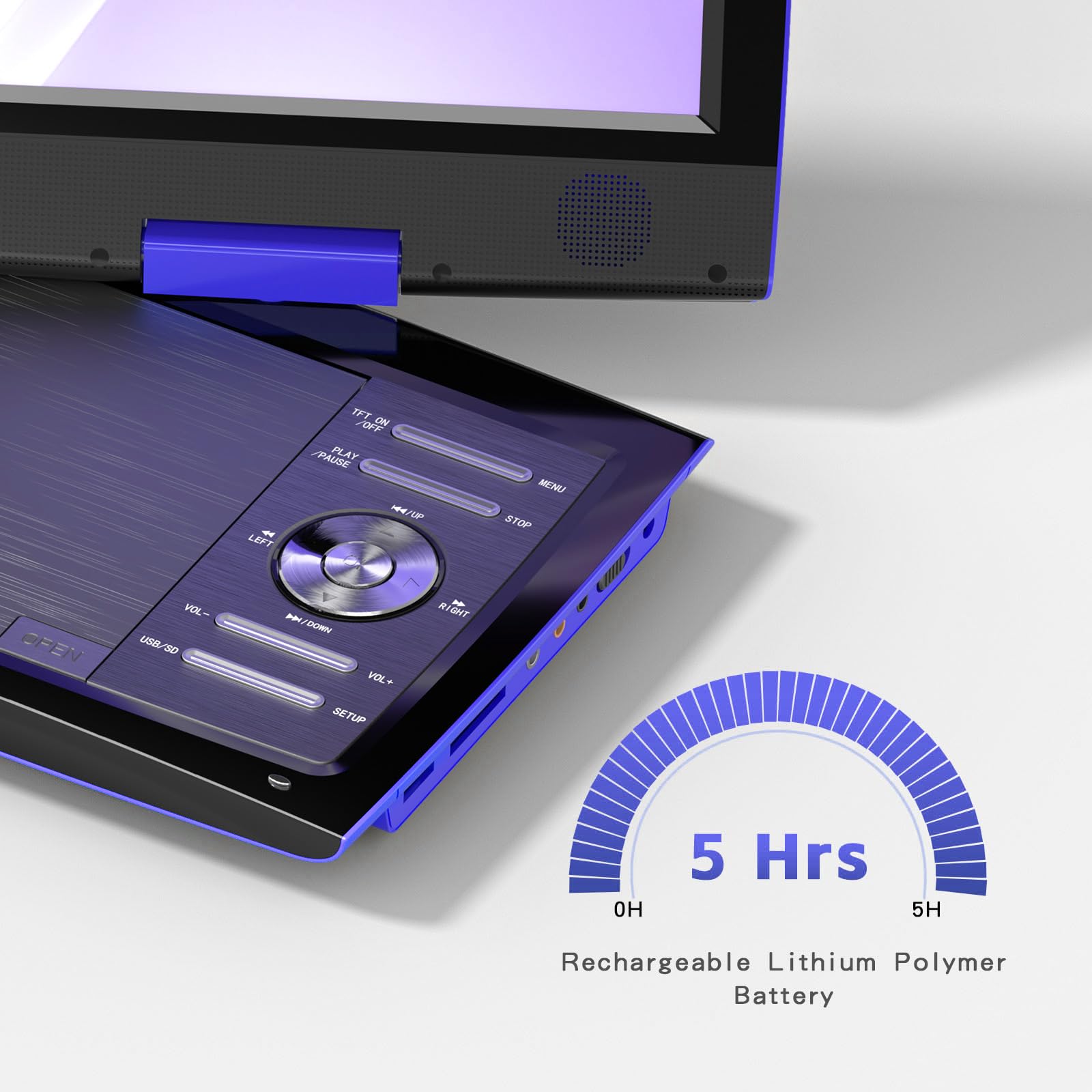 Sunpin 11'' Portable Dvd Player For Car And Kids With 9.5 Inch Hd Swivel Screen, 5 Hour Rechargeable Battery, Dual Earphone Jack