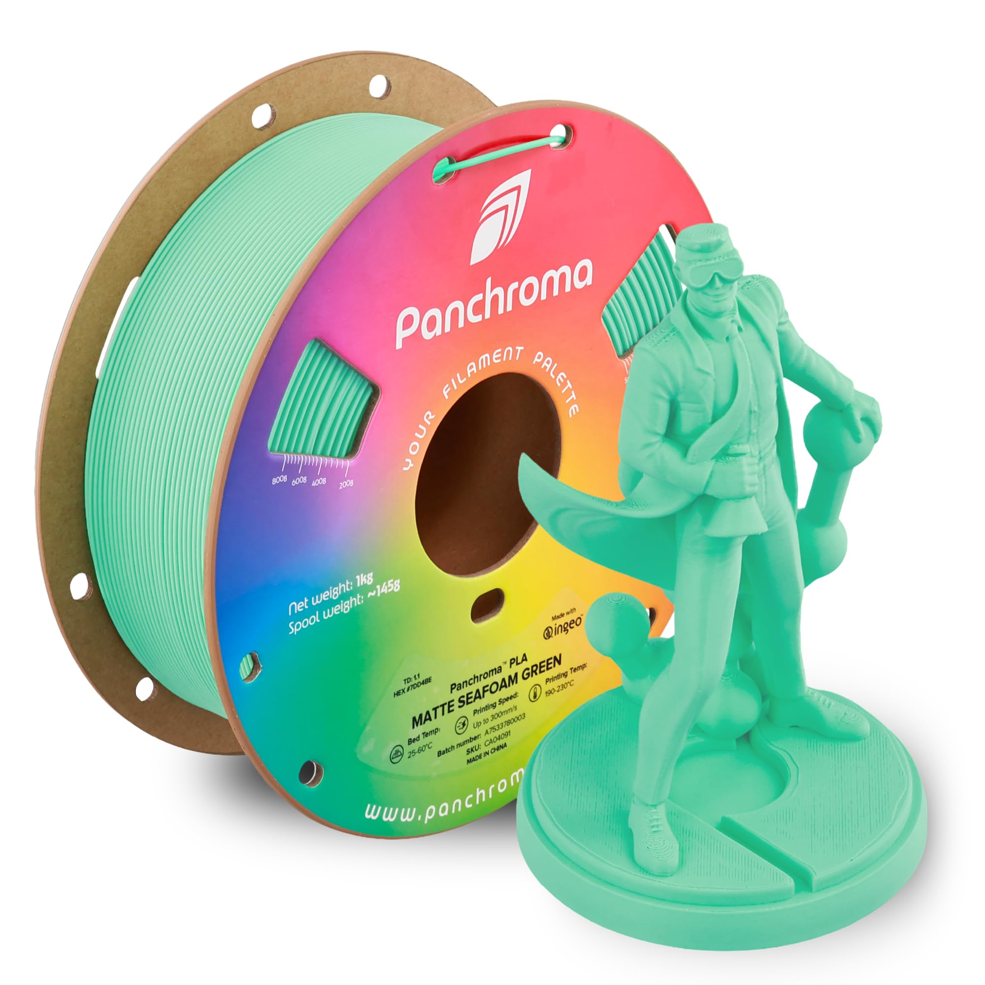 Polymaker Panchroma Matte PLA Filament, Seafoam Green 1.75mm 1kg 3D Printing Filament, Formerly Polyterra Matte, Fits Most FDM 3