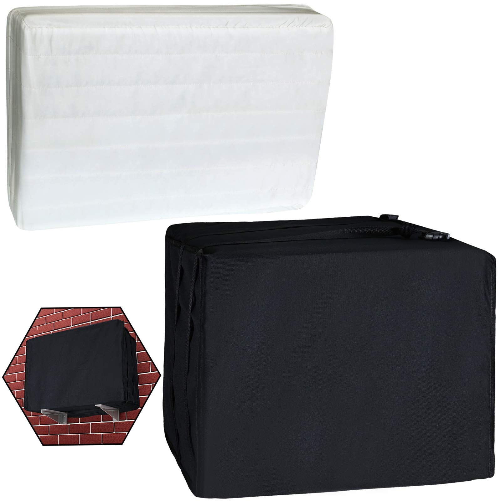 Mudder 2 Pieces Window Air Conditioner Cover Waterproof Adjustable Winter Window AC Cover Indoor Outdoor Windproof with Elastic 