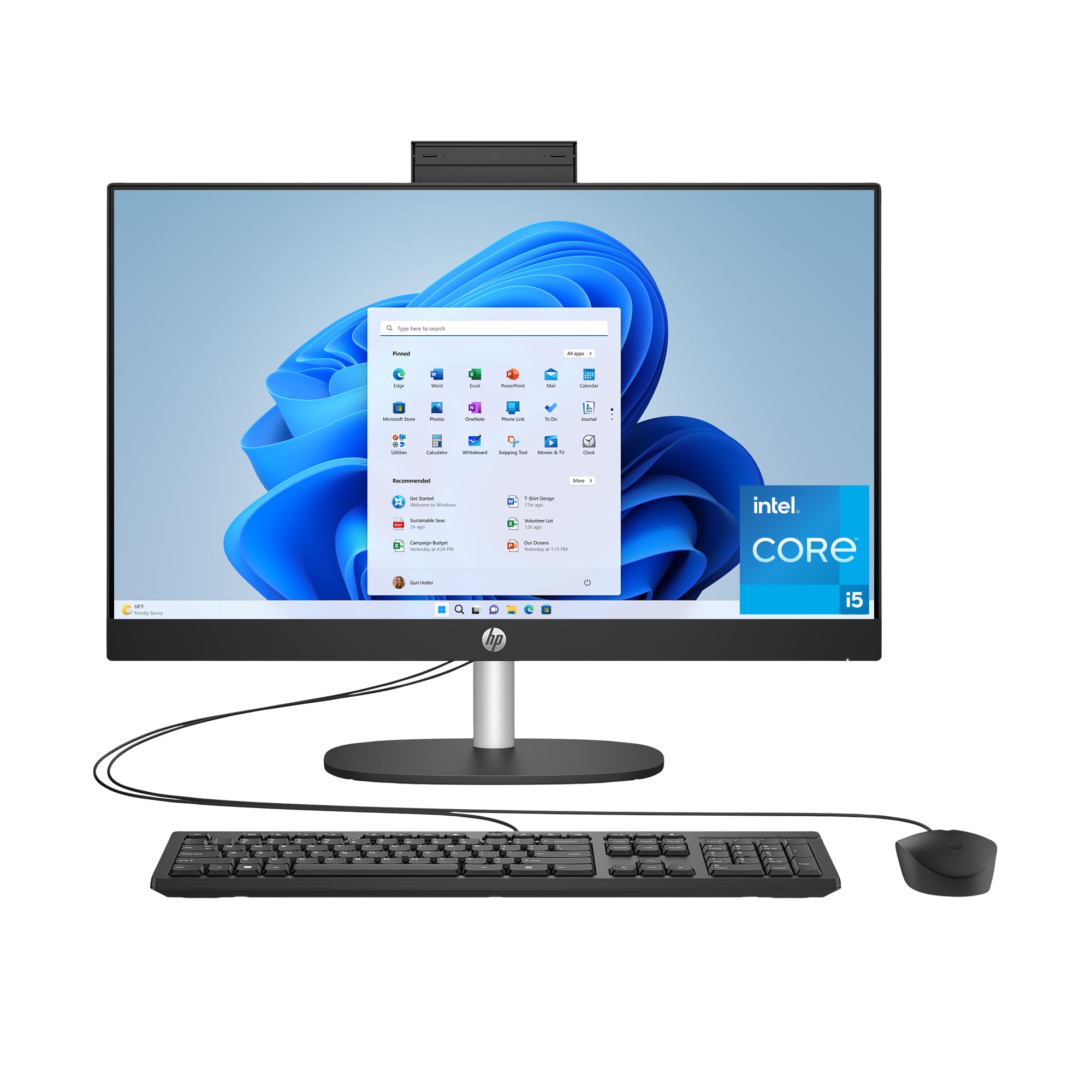 HP 24 inch All-in-One Desktop PC, FHD Display, Intel Core i5-1334U, 8 GB RAM, 256 GB SSD, Intel UHD Graphics, Windows 11 Home, J