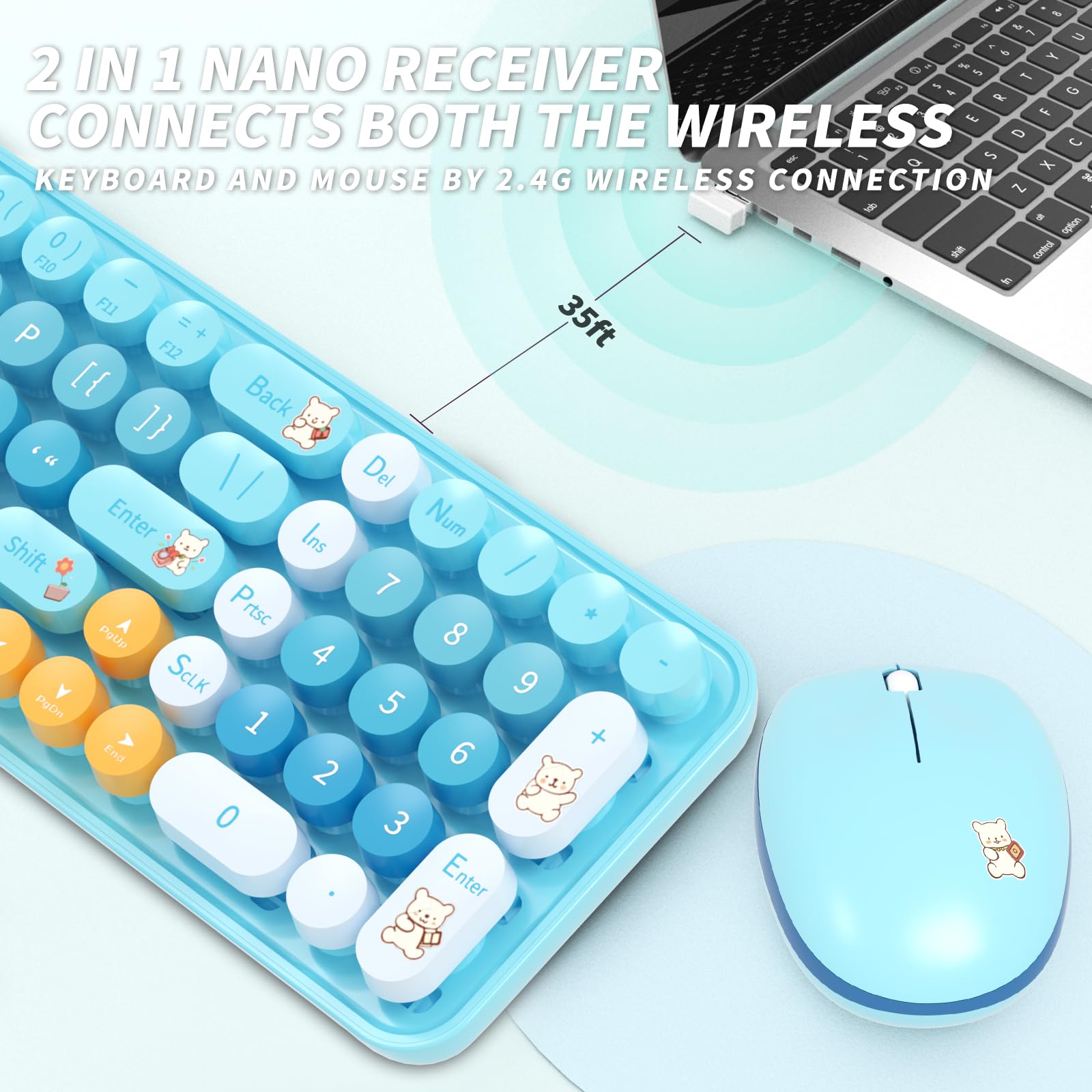 Wireless Keyboard Mouse, 2.4Ghz Compact Quiet Cordless Keyboard And Mouse Combo With Nano Usb Receiver For Windows, Laptop, Pc,