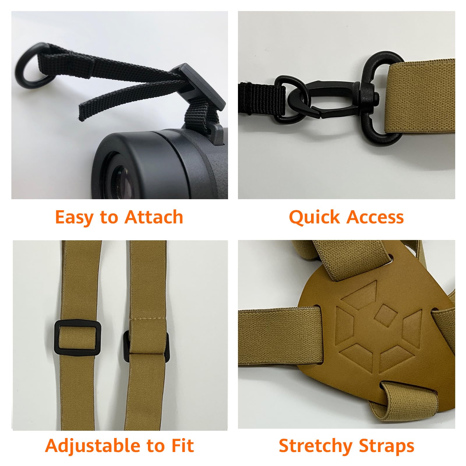 Gaiarena Binocular Harness, Adjustable Binocular Strap, Cross Bino Harness For Hunting Hiking Birding With Lens Cleaning Cloth,