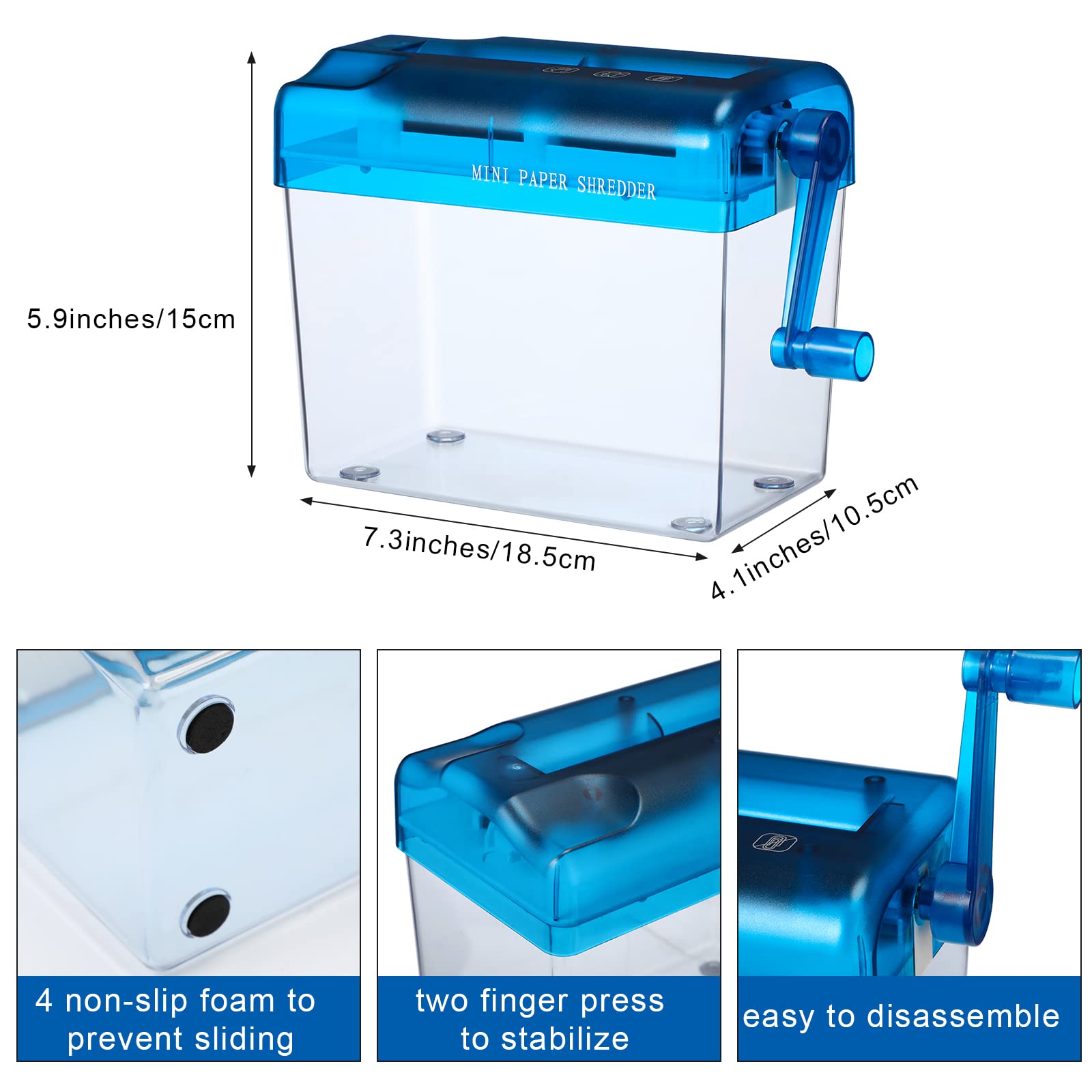 2 Pcs Manual Paper Shredder Mini Hand Shredder Portable Shredder A6 Documents Paper Cutting Tool Mini Cutting Machine Small Desk