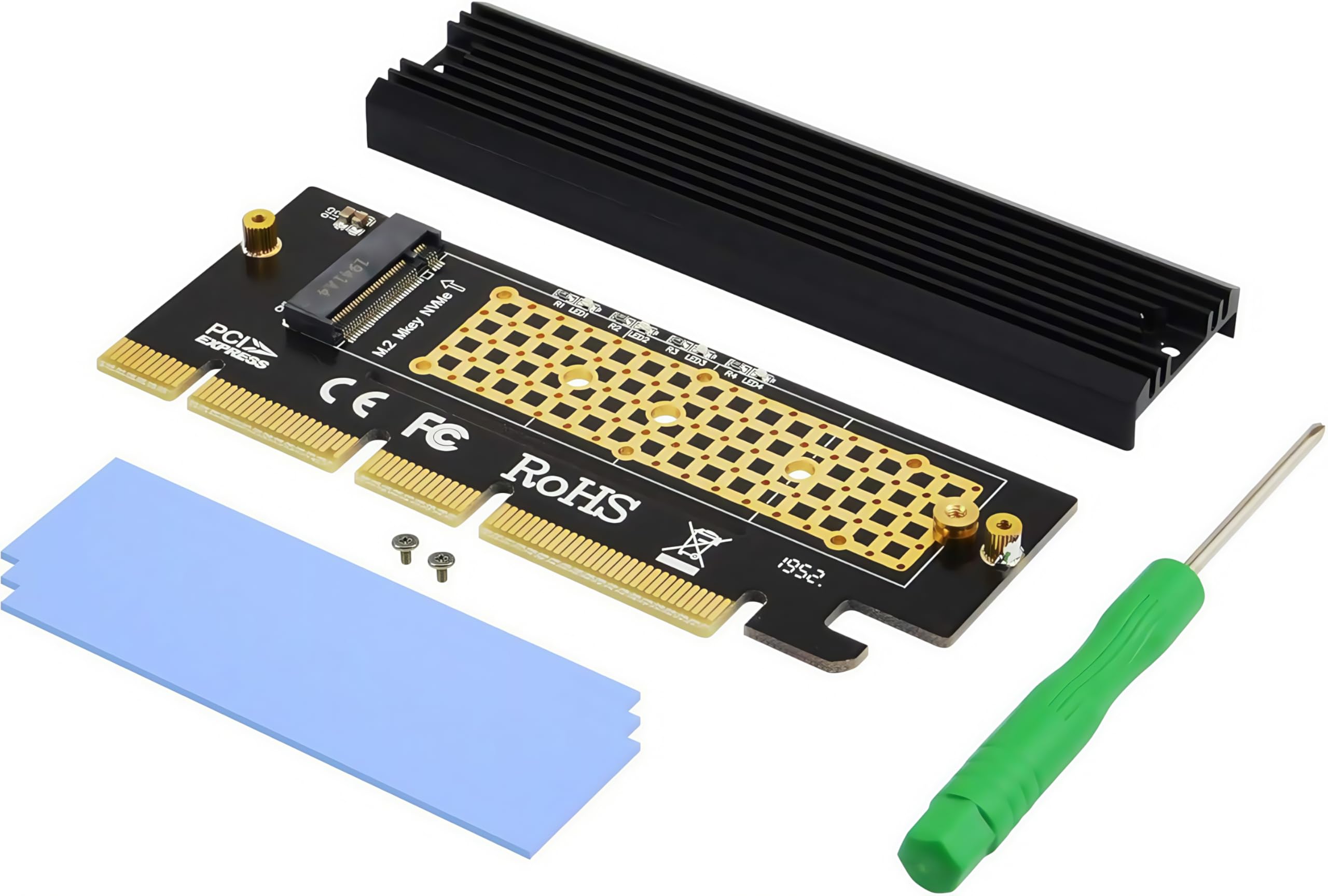 Adwits Pci Express 3.0 4X 8X 16X To M.2 Nvme And Ahci Ssd Adapter Card With Heat Sink, BracketFree And Compatible With Samsung 