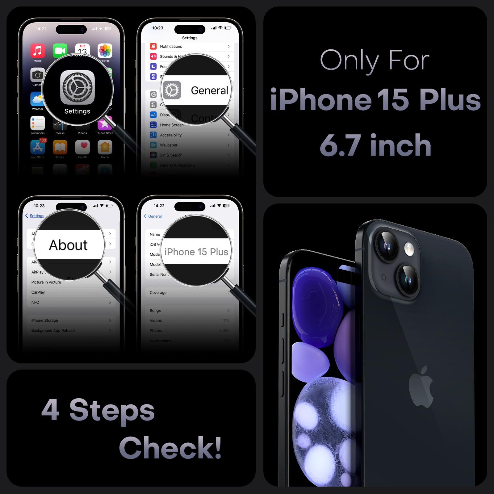 Tocol Magnetic For Iphone 15 Plus Case, Upgraded Full Camera Protection, Compatible With Magsafe, 15Ft Drop Protection, Transluc