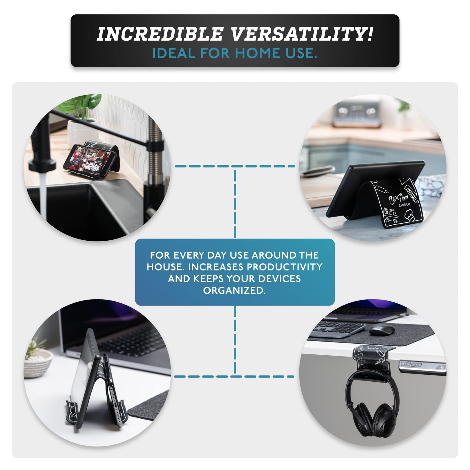 Airglo Flex Flap   Adjustable, Portable Phone Stand For Travel, Home, Desk, Bed, Treadmill, Ipad, Tablet