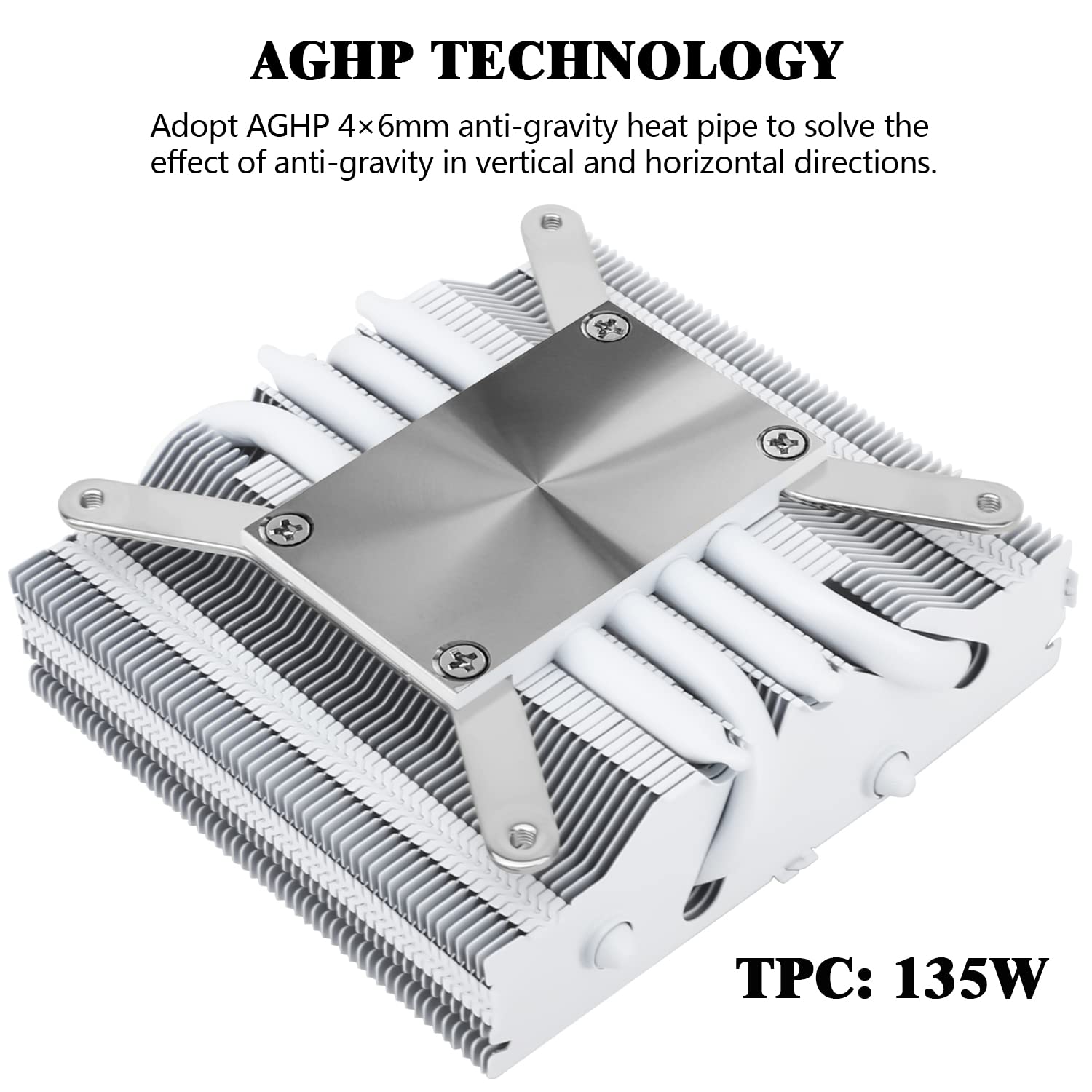 Thermalright Axp90 X47 White Low Profile Cpu Cooler, With 92Mm Tl 9015W Slim Pwm Fan, Itx Cpu Cooler, Aghp Technology, 47Mm Heig