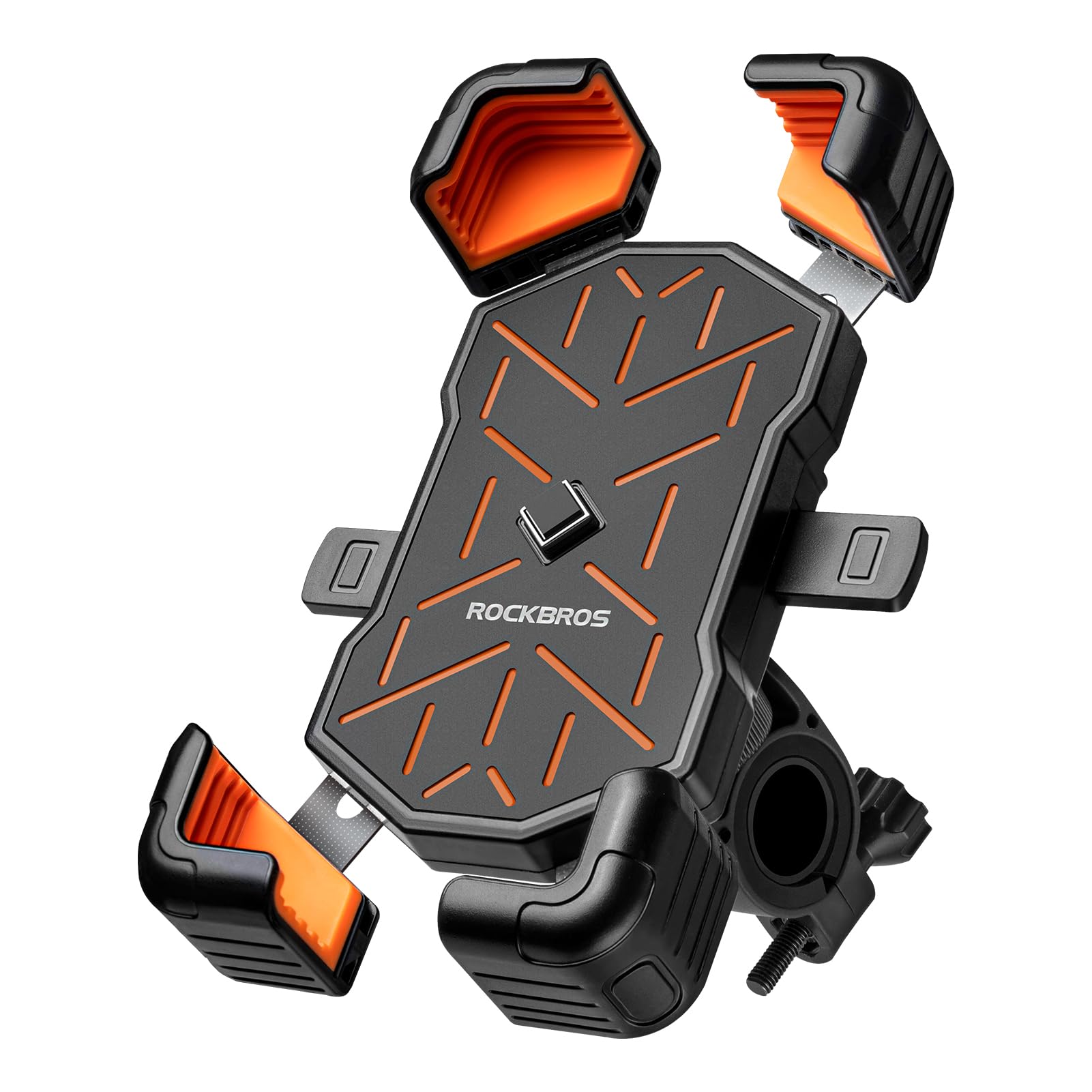 Rockbros Motorcycle Phone Holder Mount, 4.5-7.1 Inch Smartphones, Quick Release Handlebar Clamp, 360 Rotatable, Anti-Slip Silico