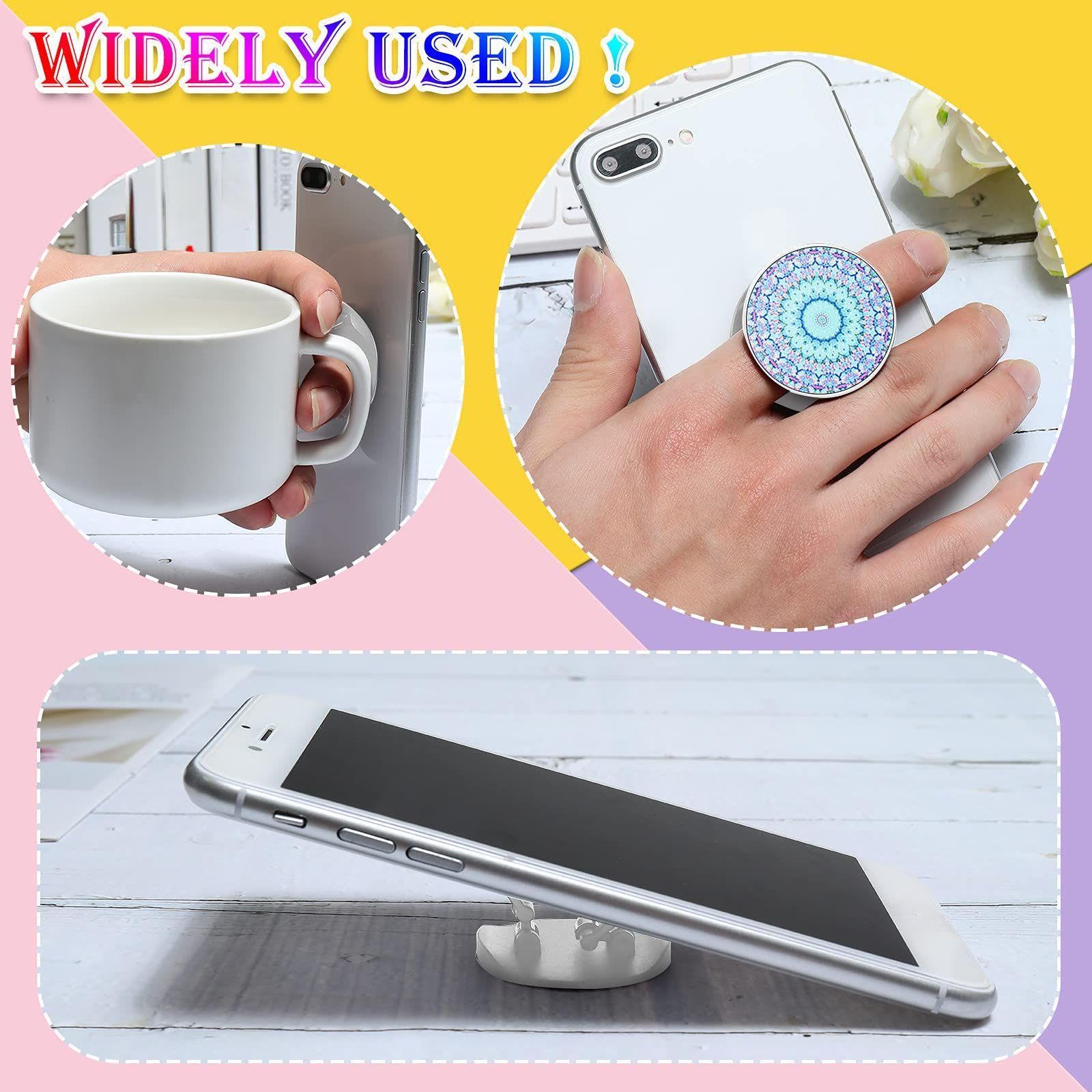 Honoson 9 Pieces Cell Phone Grip Holder Collapsible Holder Colorful Self-Adhesive Finger Ring Sublimation For Smartphone And Tab
