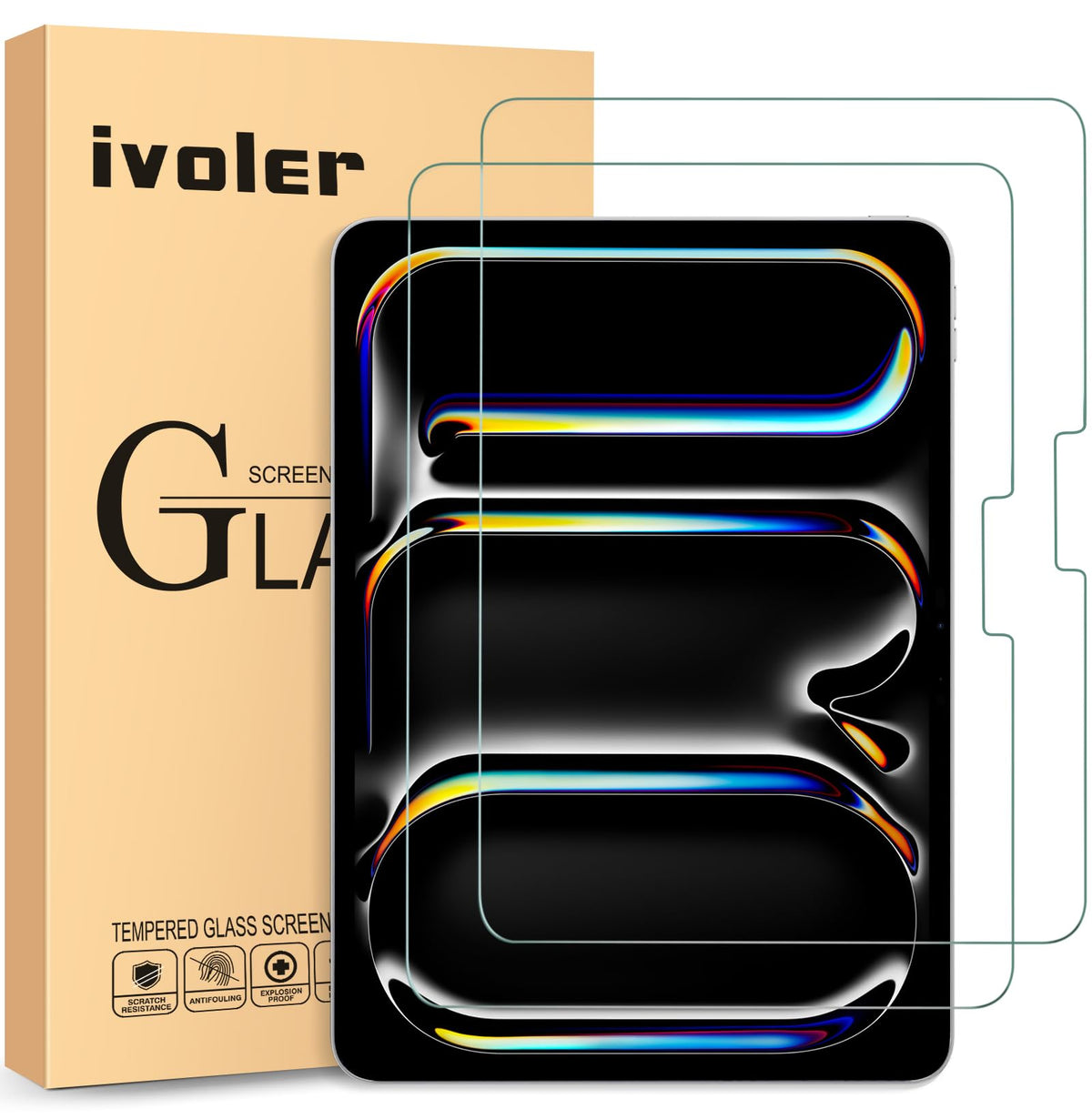 Ivoler 2 Pack Screen Protector For Apple Ipad Pro 11 Inch (2024 Model, 5Th Generation, M4), Tempered Glass Hd Film For Designed