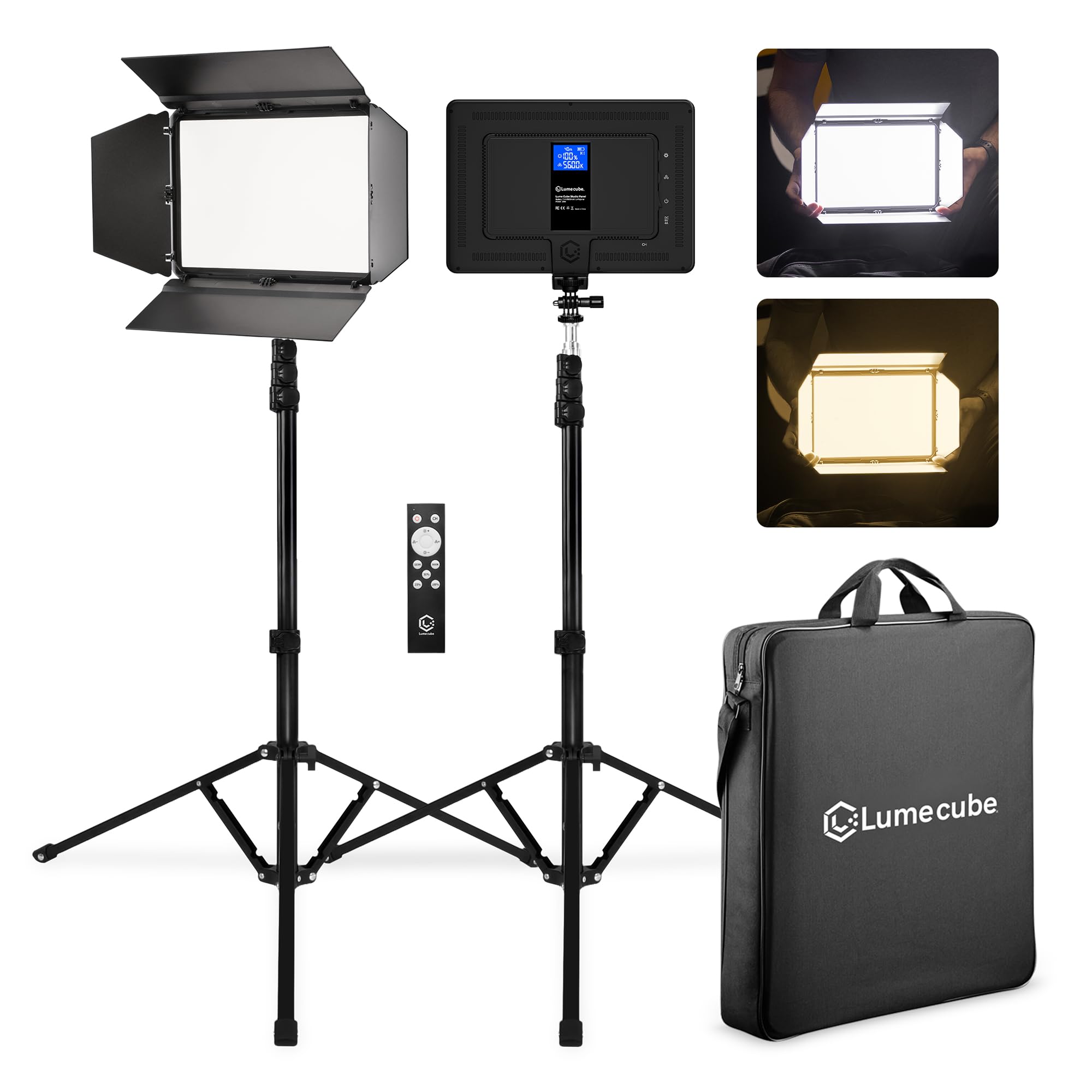 Lume Cube Studio Panel 2Point Lighting Kit | Edge Lit LED Bicolor Light Panels 3200k  5600k | Rechargeable Lithium Battery, Ad