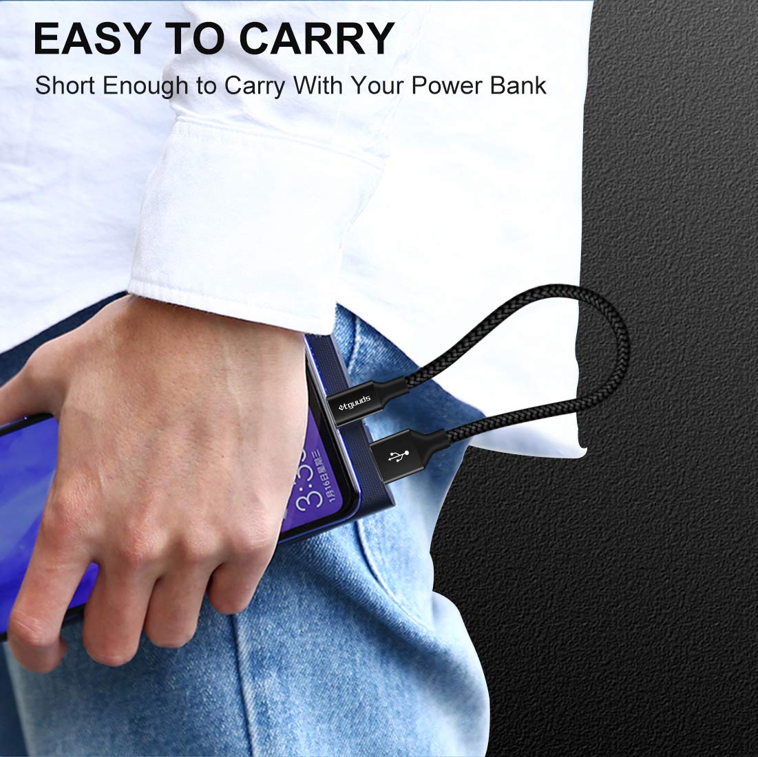 [2 Pack, 1Ft] Short Usb Type C Cable, Etguuds 4.2A Fast Charging Usb A To Usb C Charger Cord Braided Compatible With Samsung Gal