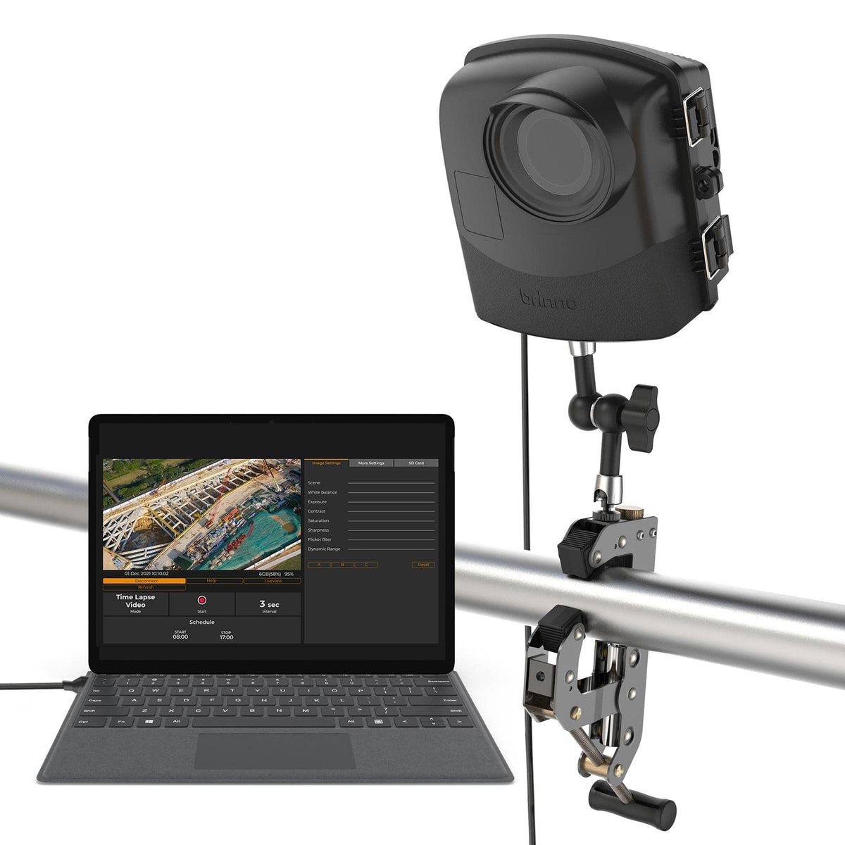 Brinno Bcc2000 Plus Construction Camera Bundle   Includes: Full Hd Tlc2000 Time Lapse Camera, 32 Ft Extender For Laptop/Tablet, Clamp Mount & Waterproof Case   1 Year Battery