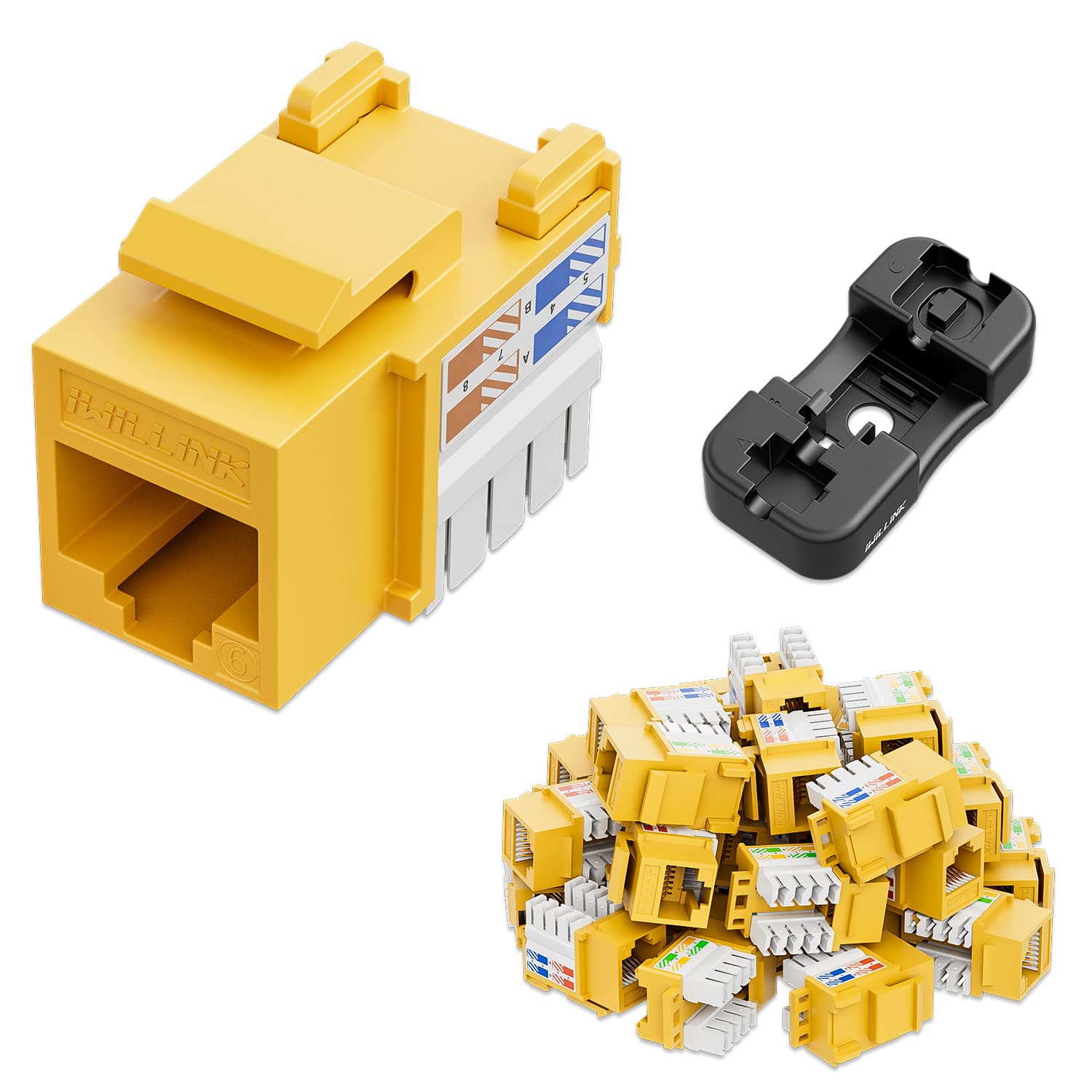 Iwillink 10Gbps Cat6 Keystone Jack, Rj45 Keystone Jack 25 Pack And Keystone Punch Down Stand, Utp Modular Ethernet Jack Insert 9
