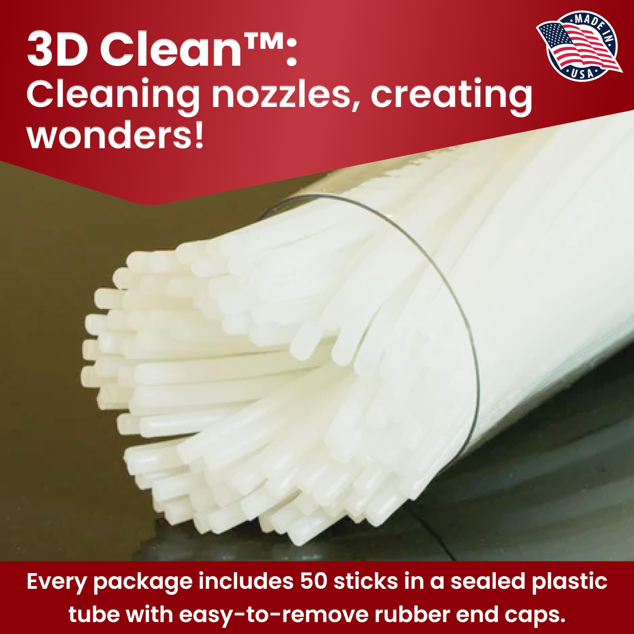 3D Fuel 3D Clean Printer Nozzle Cleaning Filament, Made In Usa | 50 Sticks 1.75Mm +/  0.03Mm