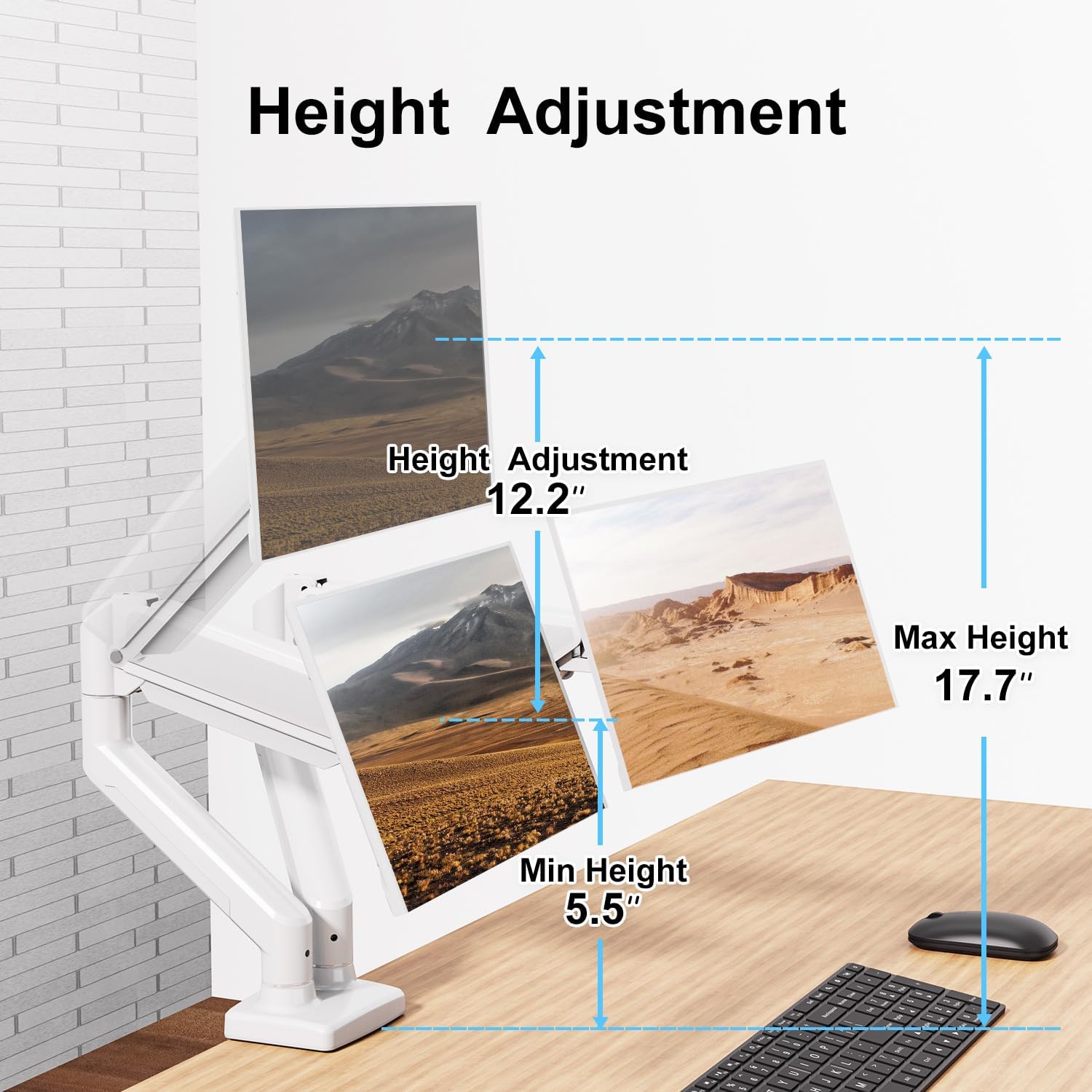 Ergofocus Dual Monitor Mount Fits 13 To 32 Inch Computer Screen, Dual Monitor Arm Hold Up To 19.8Lbs Each, Full Motion Monitor D