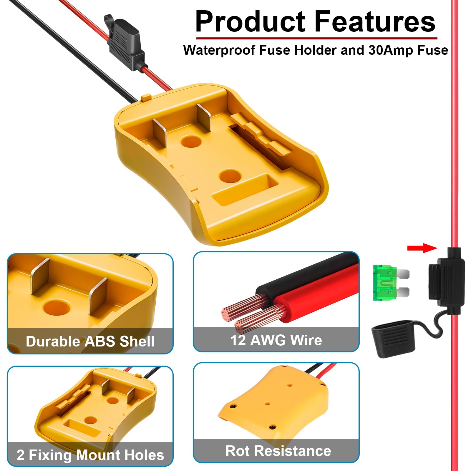 Iixwuq 20V To 12V Step Down Converter For Dewalt Battery, Dc Voltage Battery Power Adapter, 15A 180W Buck Converter Regulator