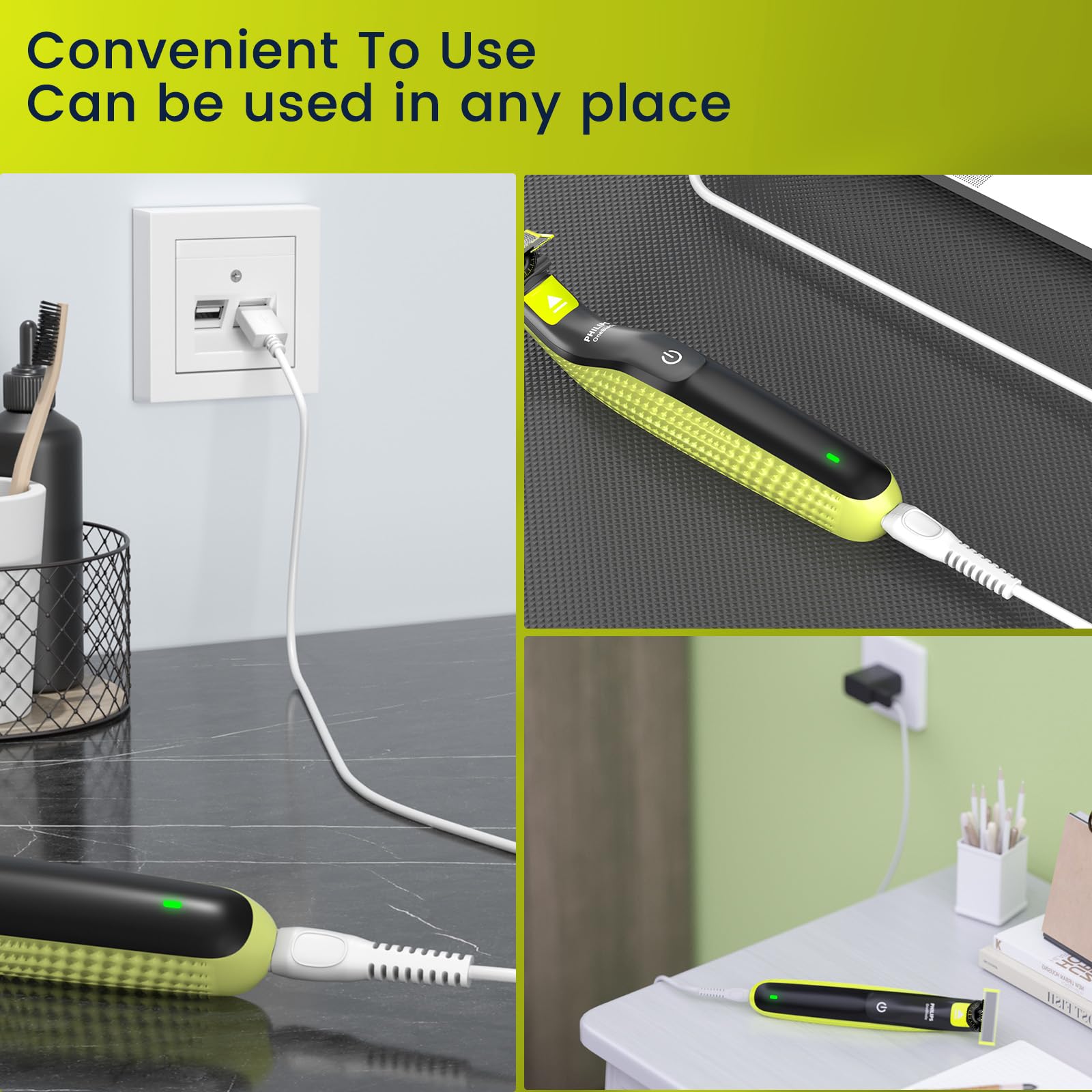 Charger Cord For Philips Norelco Oneblade Qp1924, Charging Cable For Philips Beauty Lady Electric Shaver Series 6000 8000, Brl14