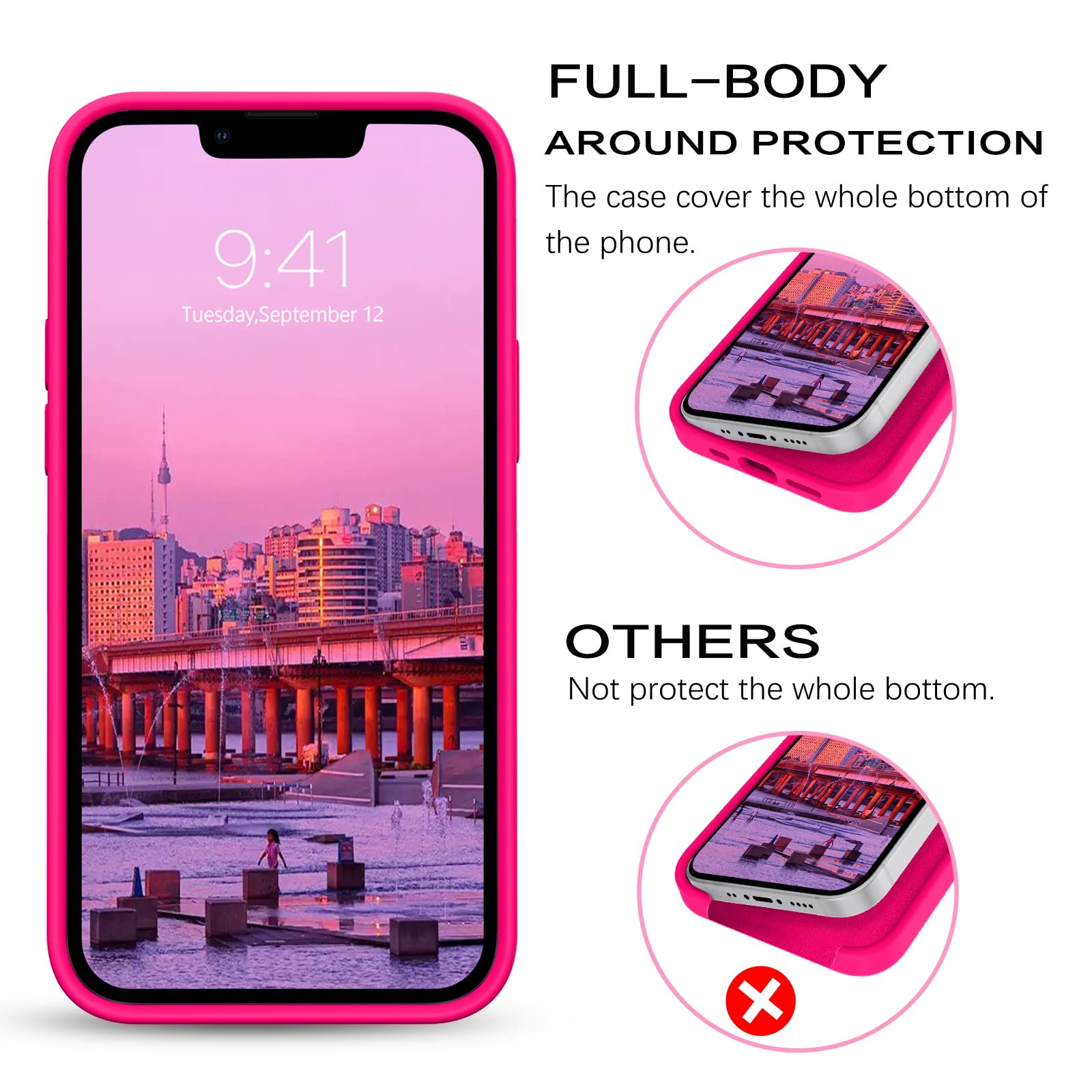Bentoben Iphone 13 Mini Case, Iphone 13 Mini Phone Case, Slim Fit Liquid Silicone Soft Gel Rubber Anti Scratch Shockproof Phone