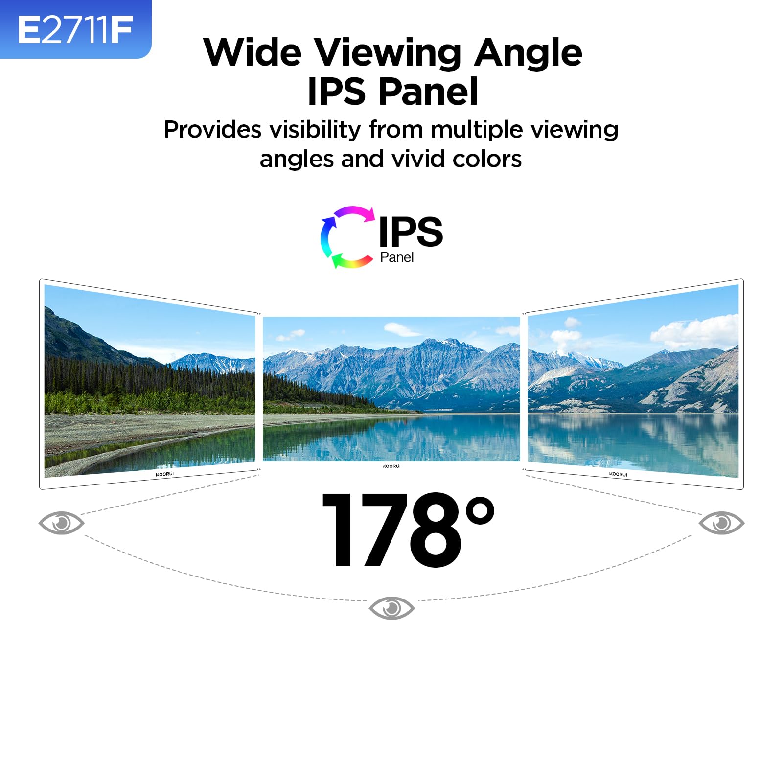 Koorui 27 Inch Monitor, Full Hd 1080P 100Hz Computer Monitor, Ips Display, Hdmi, Vga, 4Ms Response Time, 100 X 100 Mm Vesa Mount