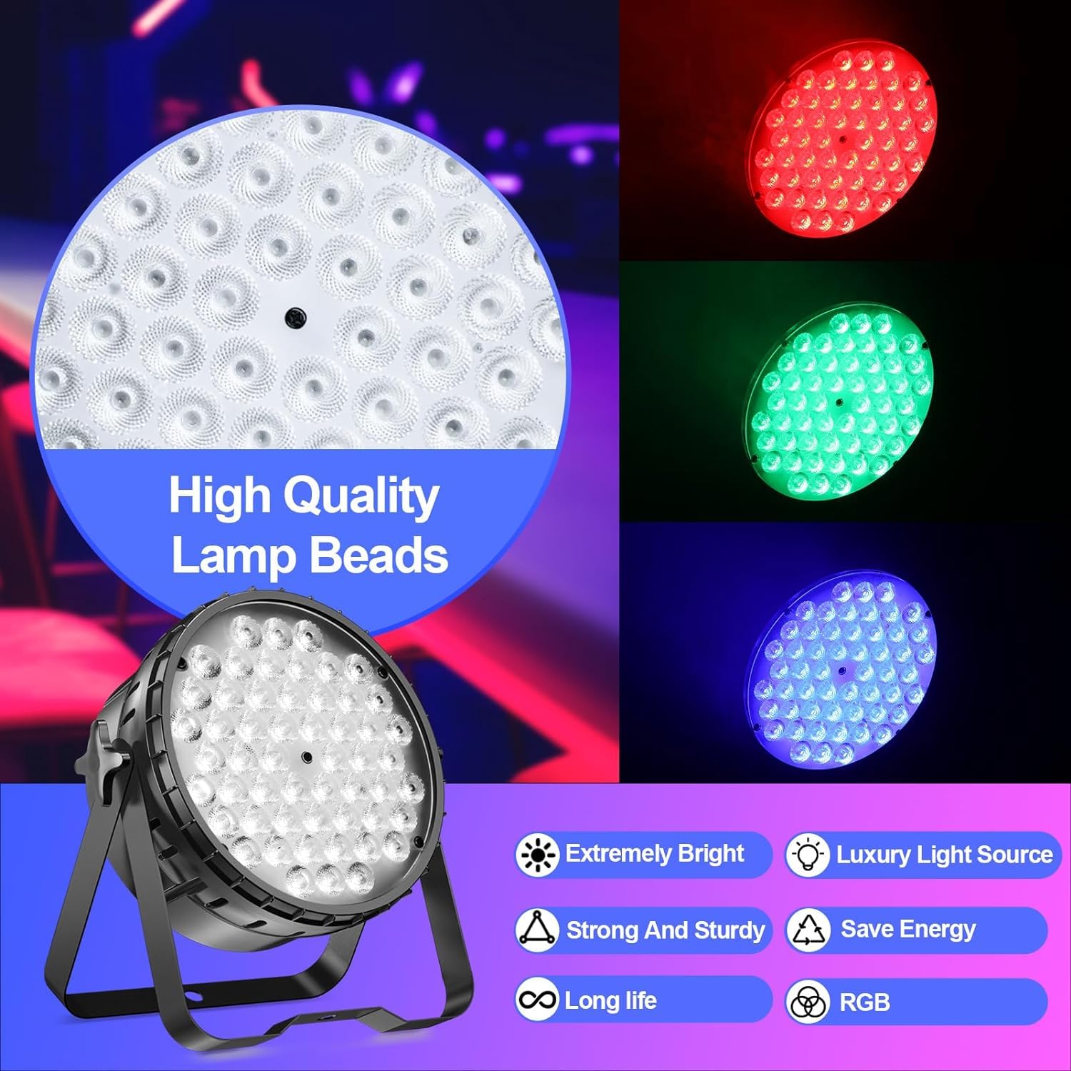 Betopper Stage Lights For Parties, 54X3W Led Par Light Rgb, 5600Lumens Dmx Dj Lights Sound Activated,Strobe Wash Lighting For Pa