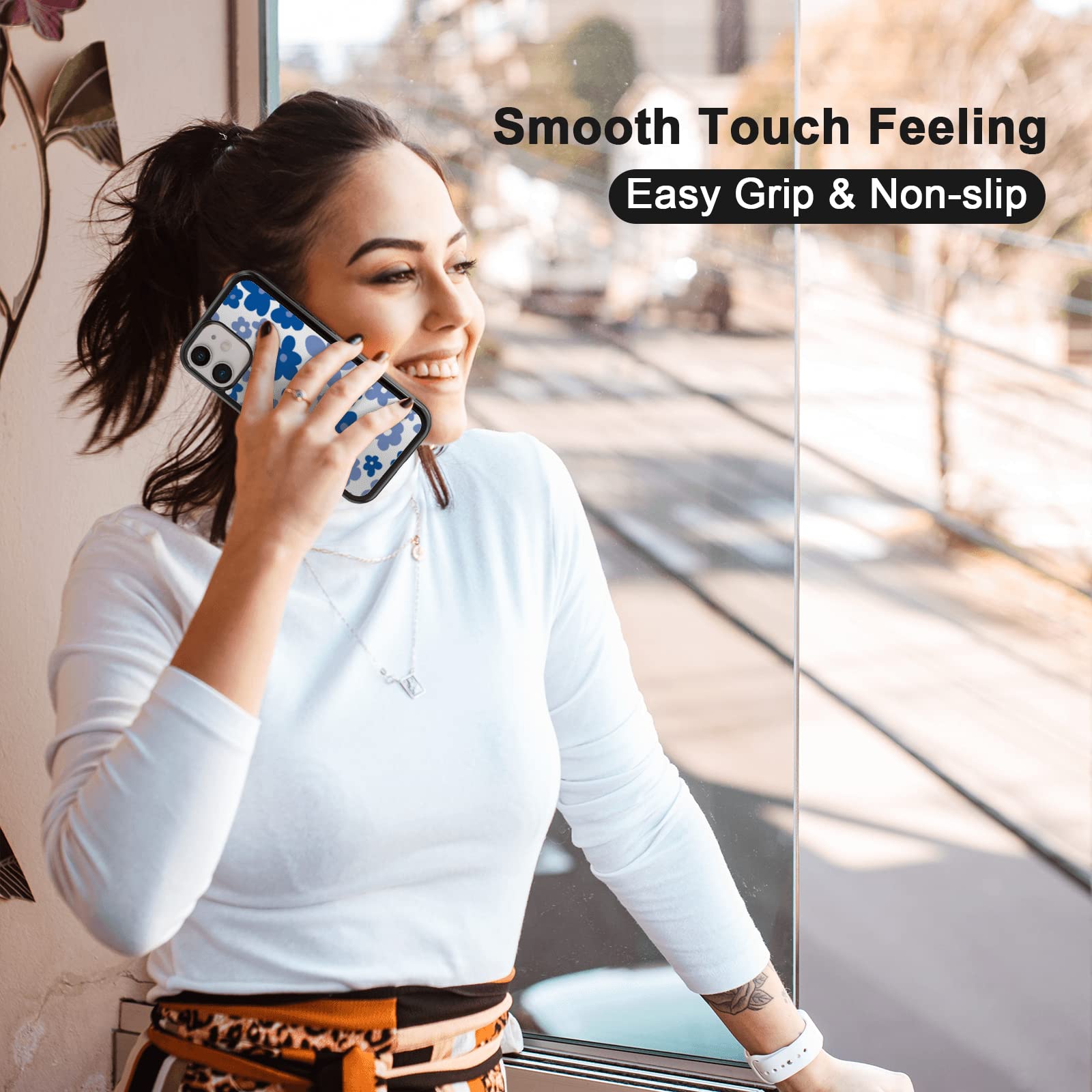 FANXI iPhone 11 (6.1 Inch) Shockproof Bloom Blue Flower TPU Phone Case