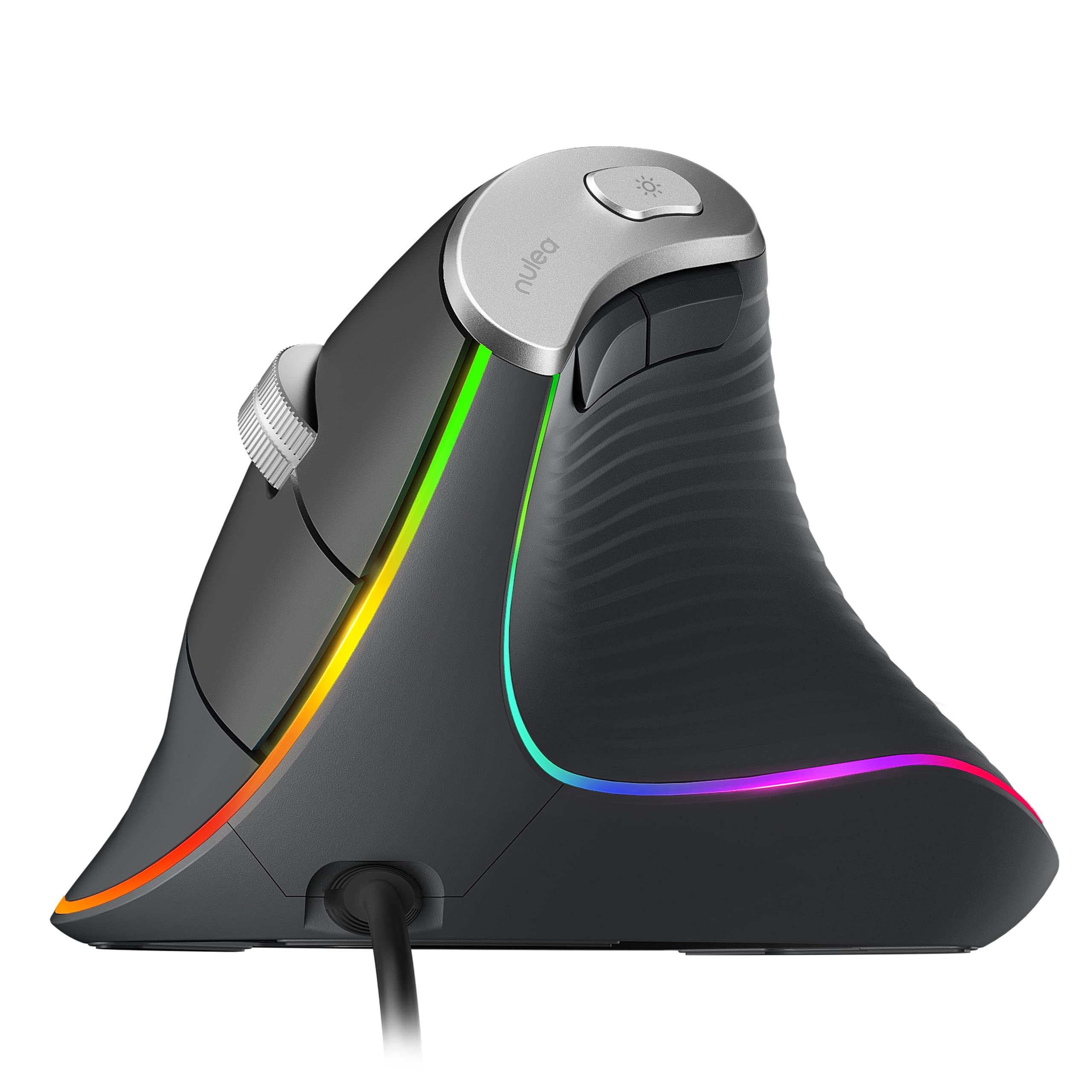 Nulea M504 Wired Vertical Mouse, Usb Ergonomic Optical Mouse With 4 Adjustable Dpi, 11 Rgb Backlight Modes, Compatible For Lapto