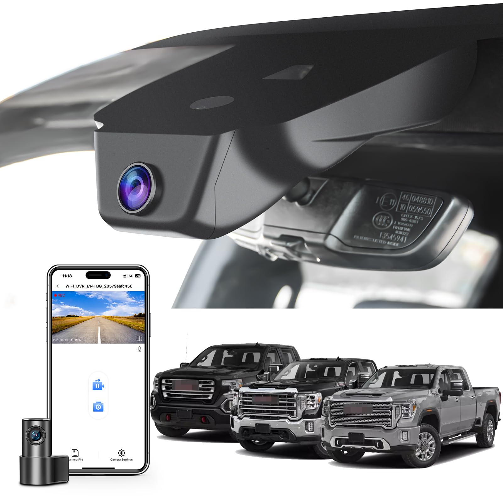 Mangoal Front 4K & Rear 1080P Dash Cam Custom Fit For Gmc Sierra 1500 2022 2024 Hd 2024 Pro Sle Elevation Slt At4X Denali Ultima