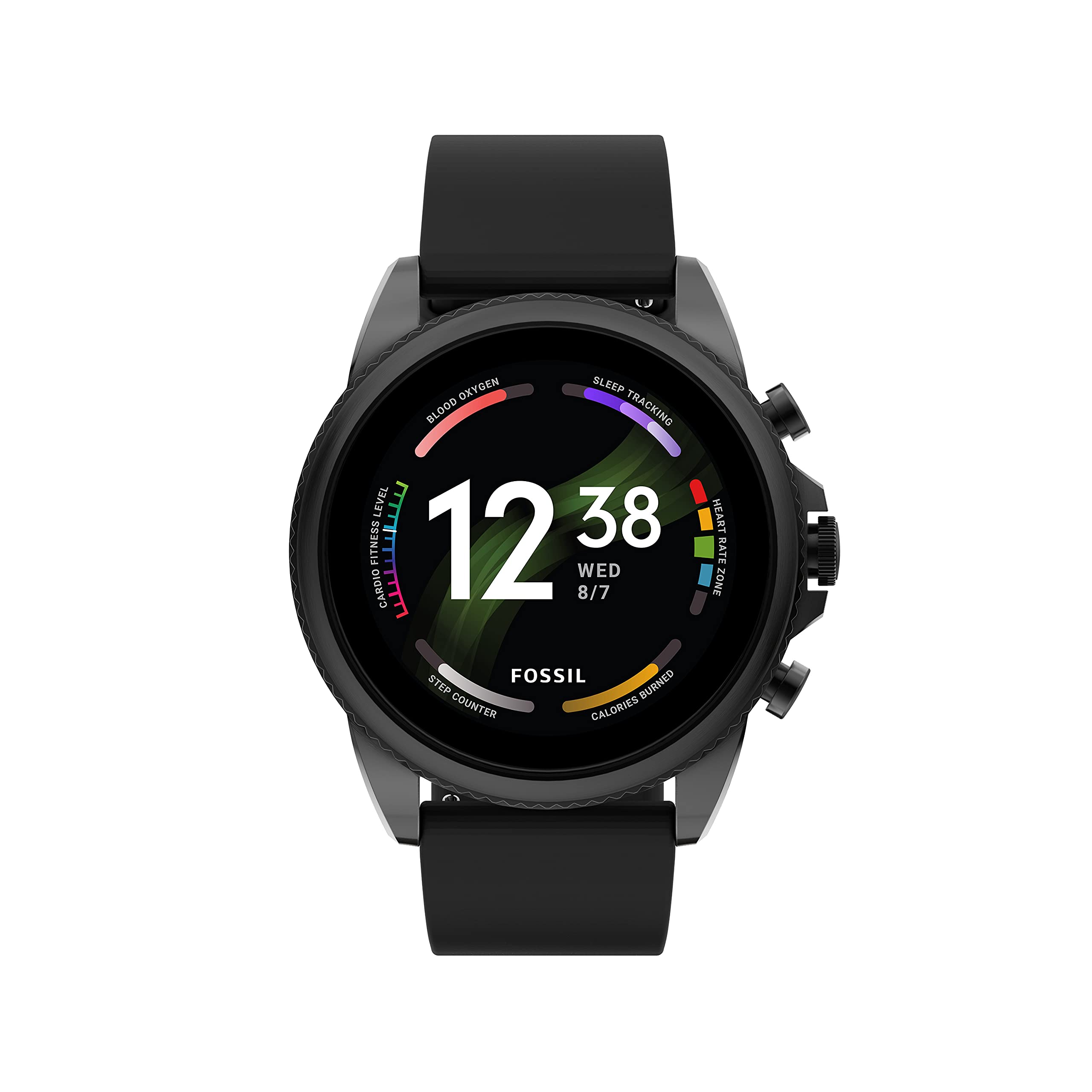 Fossil Men'S Gen 6 44Mm Stainless Steel And Silicone Touchscreen Smart Watch, Color: Black (Model: Ftw4061V)