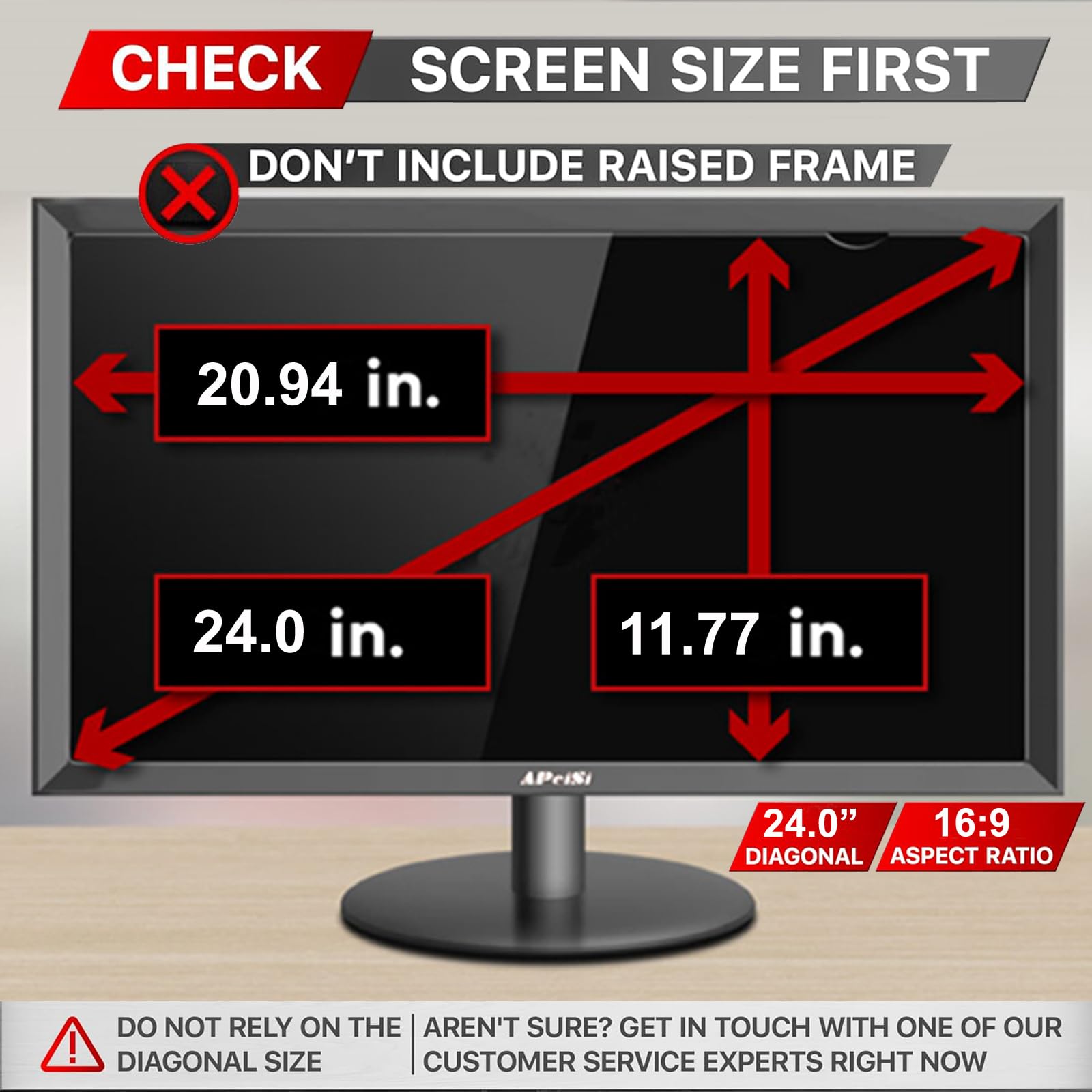 Apeisi 24 Inch Privacy Screen Filter For Computer Widescreen 16:9 Monitor   Privacy Shield,Anti Glare And Anti Blue Light Screen