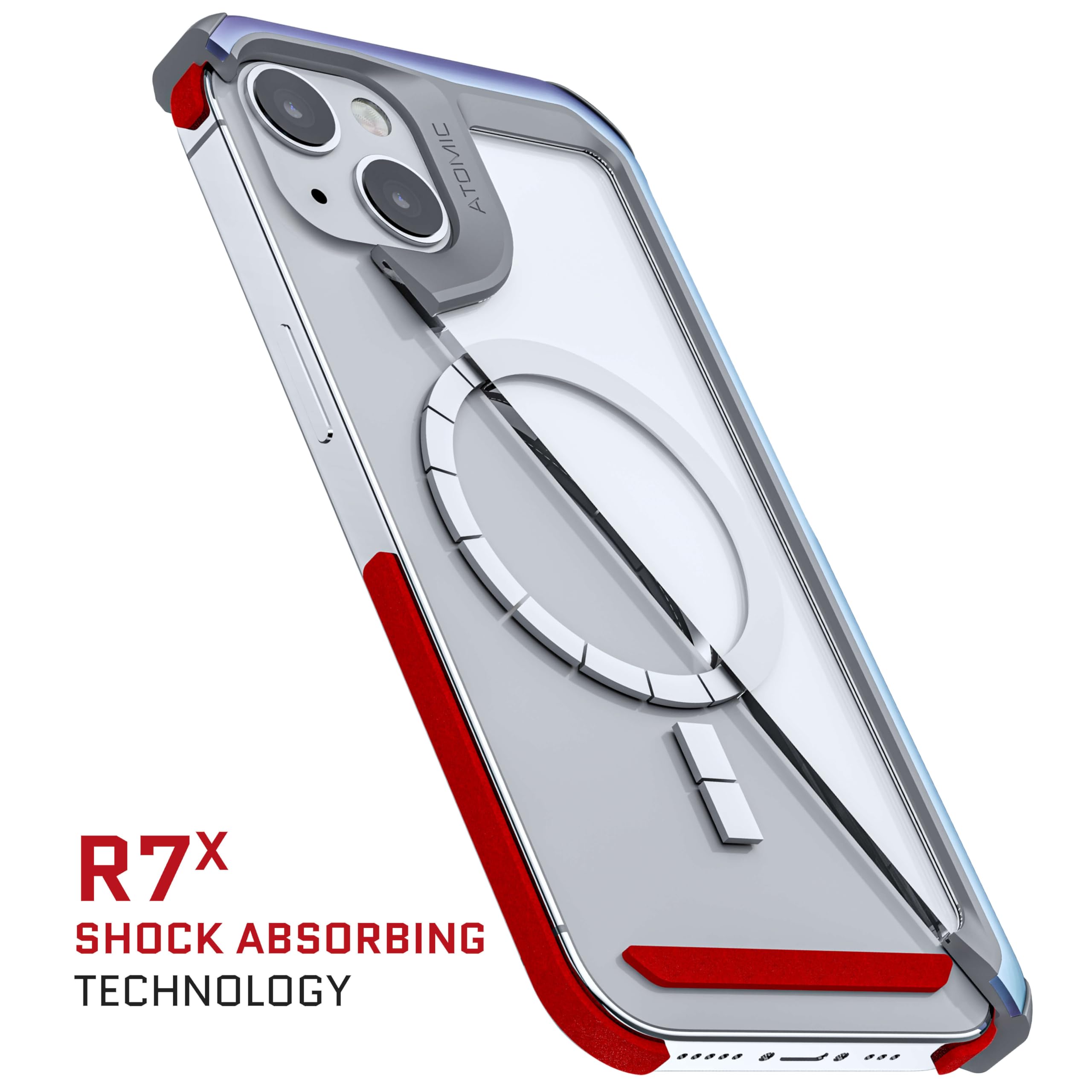 Ghostek Atomic Slim Iphone 13 Case With Ring Magsafe Magnet And Iridescent Design Aluminum Metal Bumper Heavy Duty Protection Pr