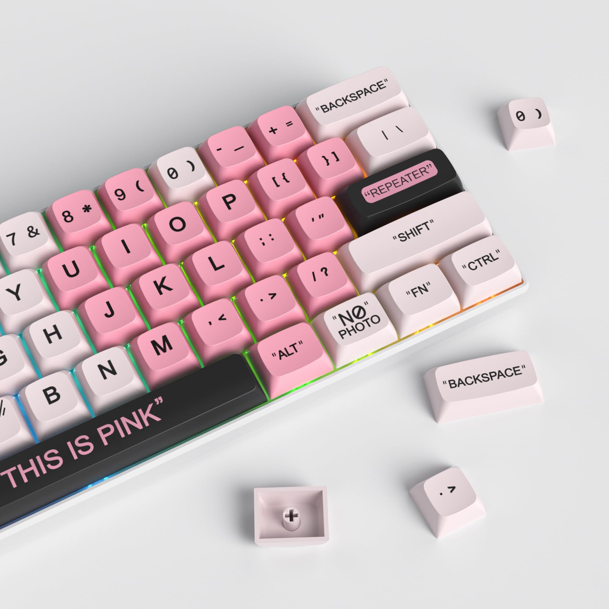 Fogruaden Pbt Pink Plastic Keycaps Dye Sublimation Cute Keycaps, Xda Profile, 144 Keys Keycaps Set For Cherry Gateron Mx Switche