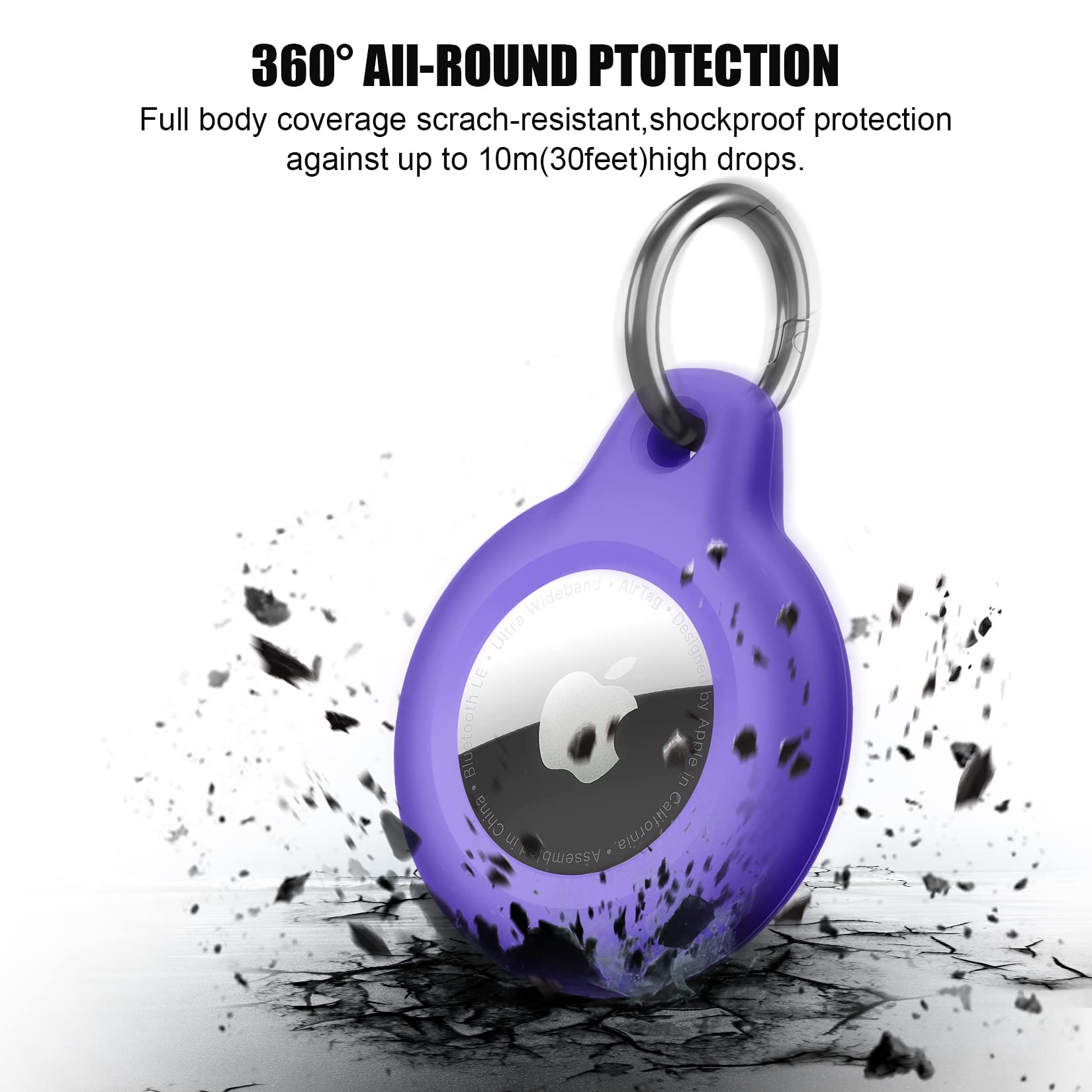 Supfine Waterproof Airtag Holder,2 Pack Air Tag Keychain,Hard Pc+Tpu Full Body Protective Tracker Case With Loop Key Ring For Ap