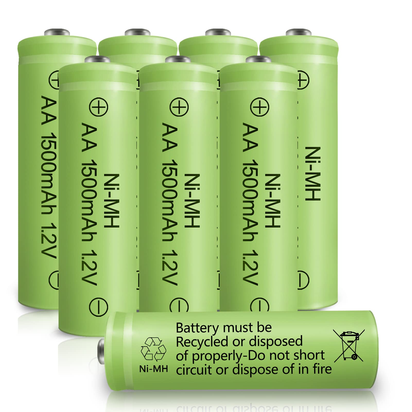 GENYESTAR AA Rechargeable Batteries NIMH 1.2V Double A 1500mAh High Capacity Battery Low Self Discharge for Solar Lights Lantern