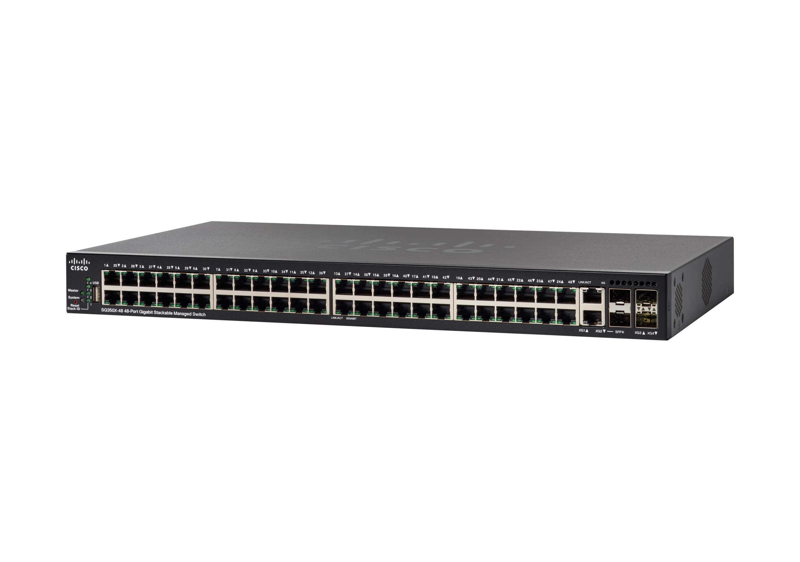 Cisco SG350X-48 Stackable Managed Switch with 48 Gigabit Ethernet (GbE) Ports, 2 x 10G Combo + 2 x SFP+, Limited Lifetime Protec