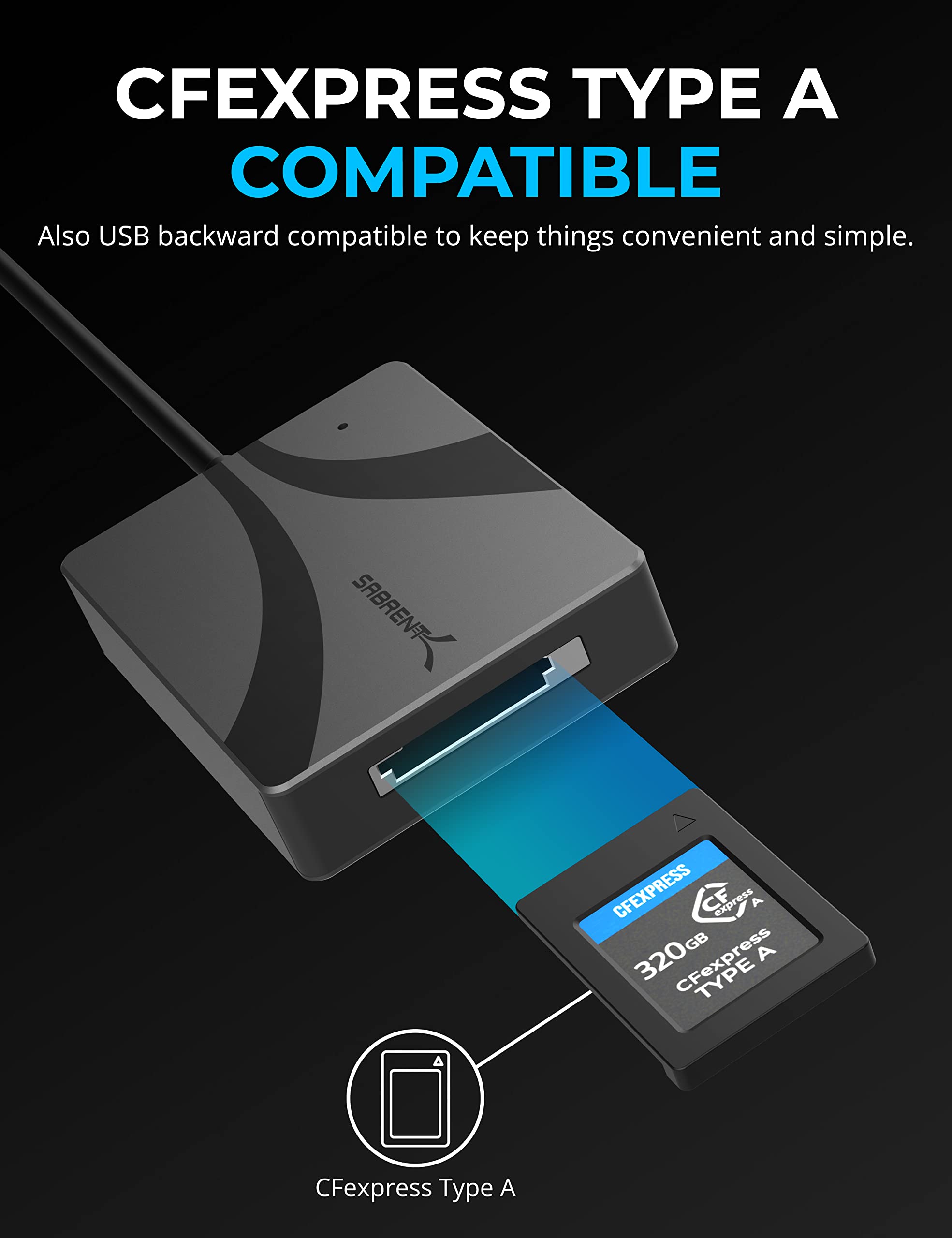 Sabrent Usb Type C Cfexpress Type A Card Reader [Cr Cfxa]