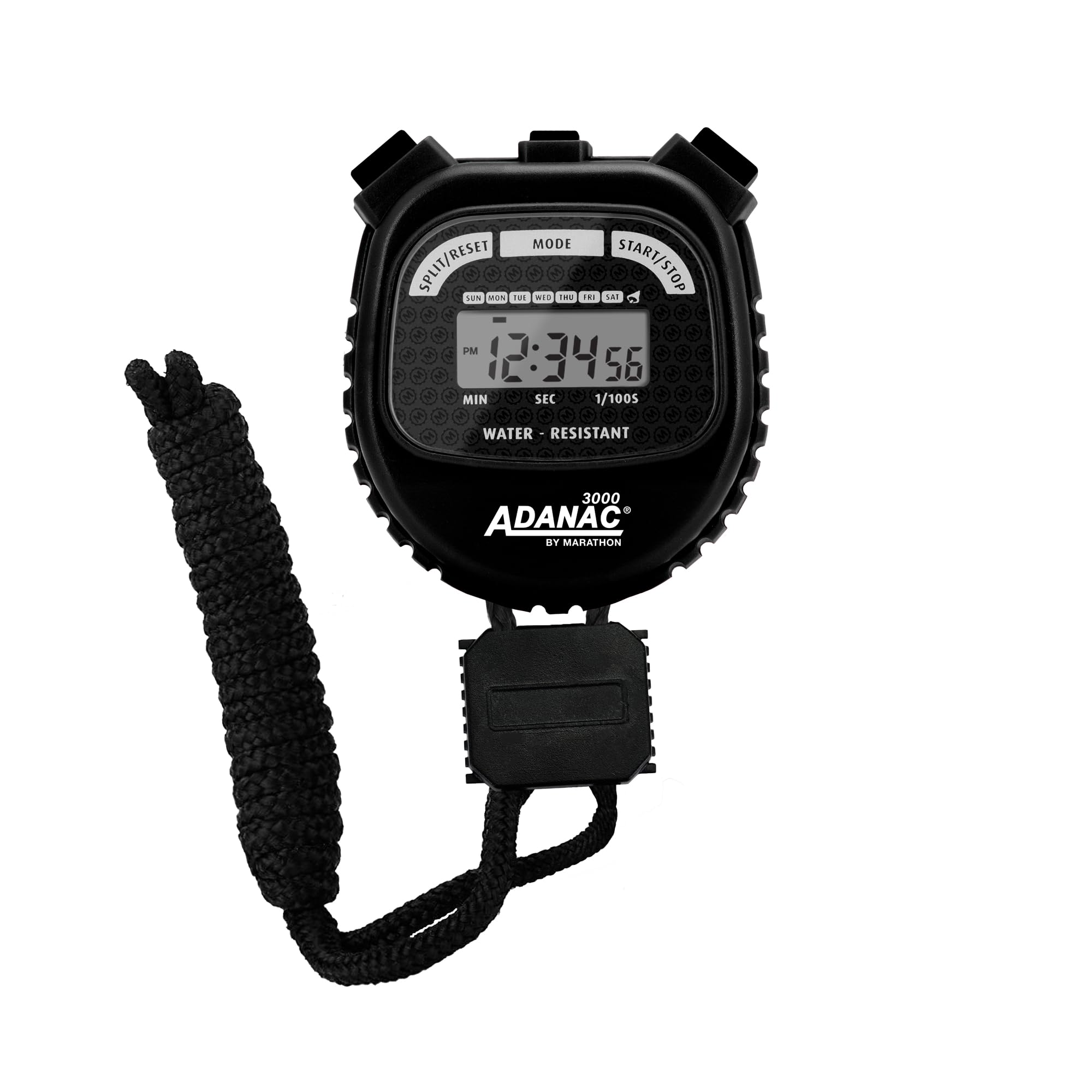 Marathon Adanac 3000 Digital Stopwatch Timer, Black   High Precision Accuracy To 1/100Th Seconds   Water, Dust & Shock Resistant   46� Lanyard Included