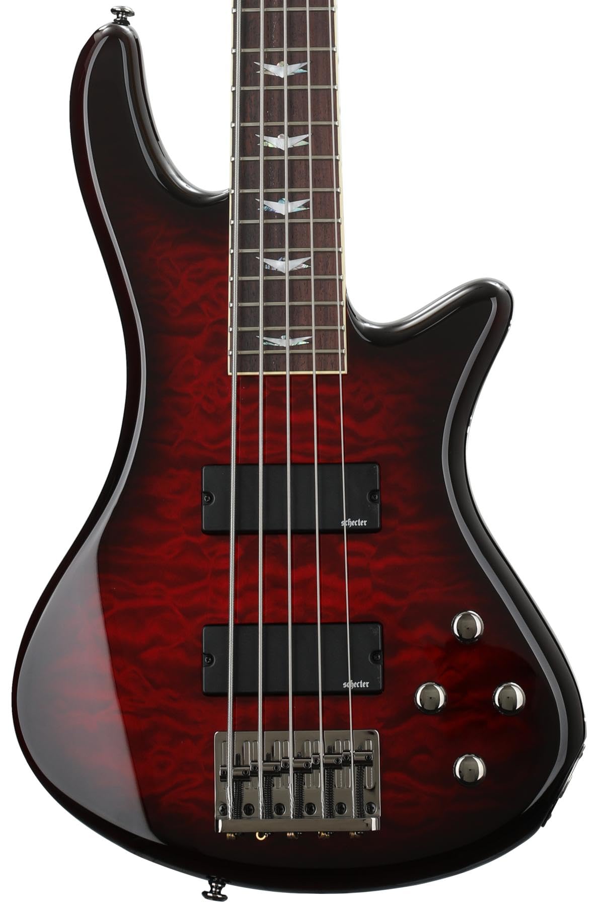 Schecter Stiletto Extreme 5 Bass Guitar, Black Cherry
