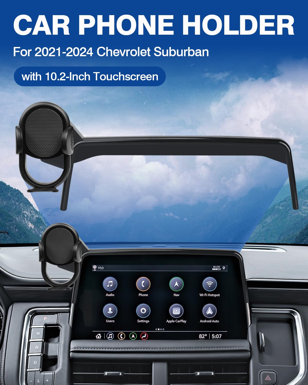 Autorder Car Phone Holder For 2021-2024 Chevrolet Chevy Suburban Tahoe/Gmc Yukon Accessories Phone Mount 10.2-Inch Screen Cell P