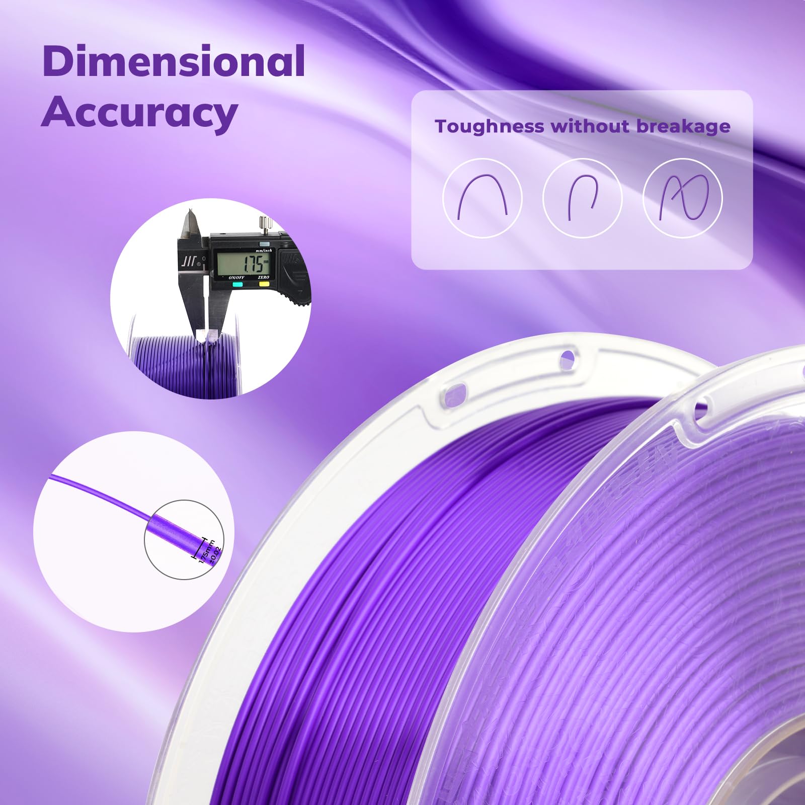 Amolen Silk Pla 3D Printer Filament, Shiny Silk Purple Pla Filament 1.75Mm, 3D Printing Pla Filament For Most Fdm 3D Printer, 1K