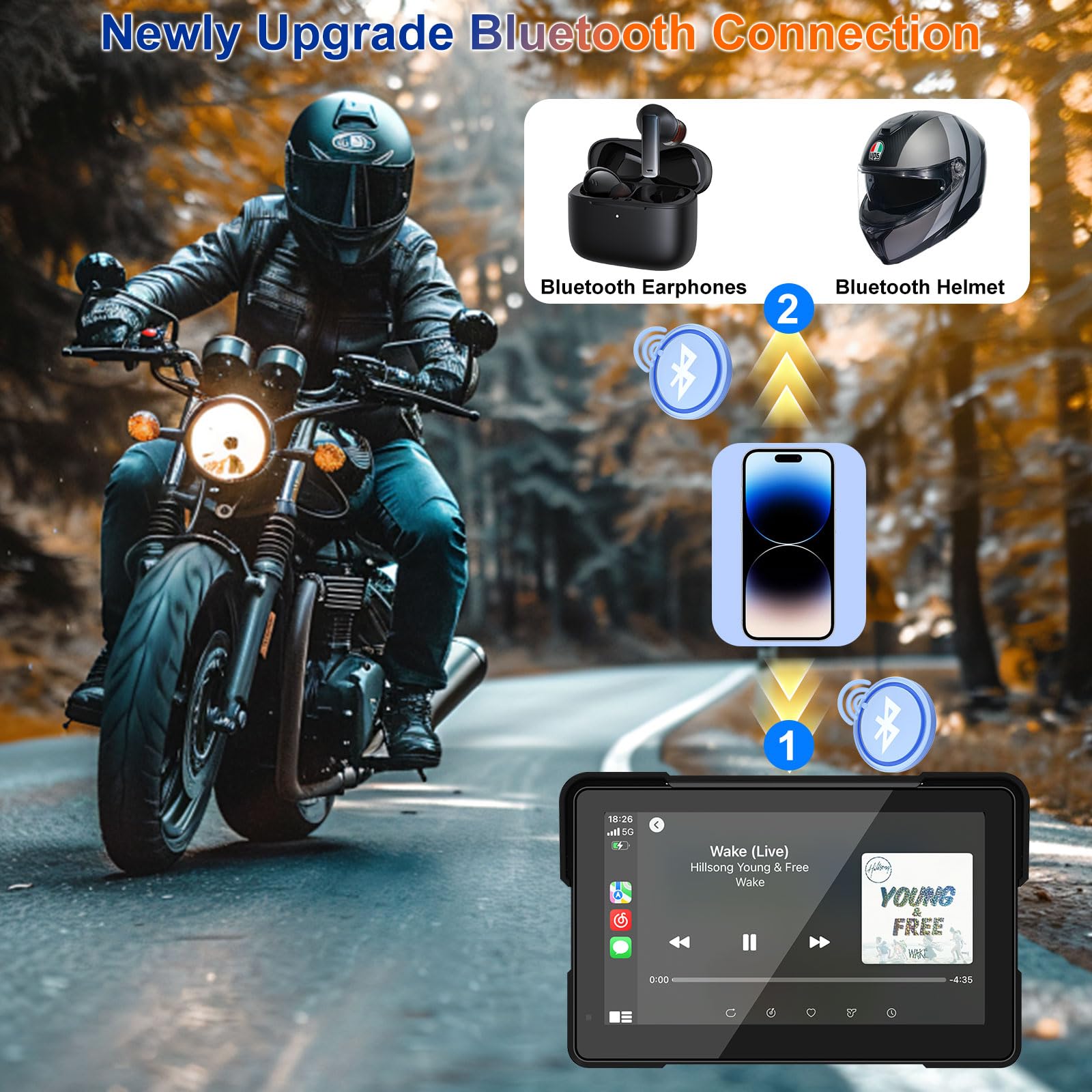 Lbw Mt700 Pro Quick Release Anti-Theft Design Mount, 7 Wireless Motorcycle Carplay & Android Auto Gps Navigation System, Motorcy