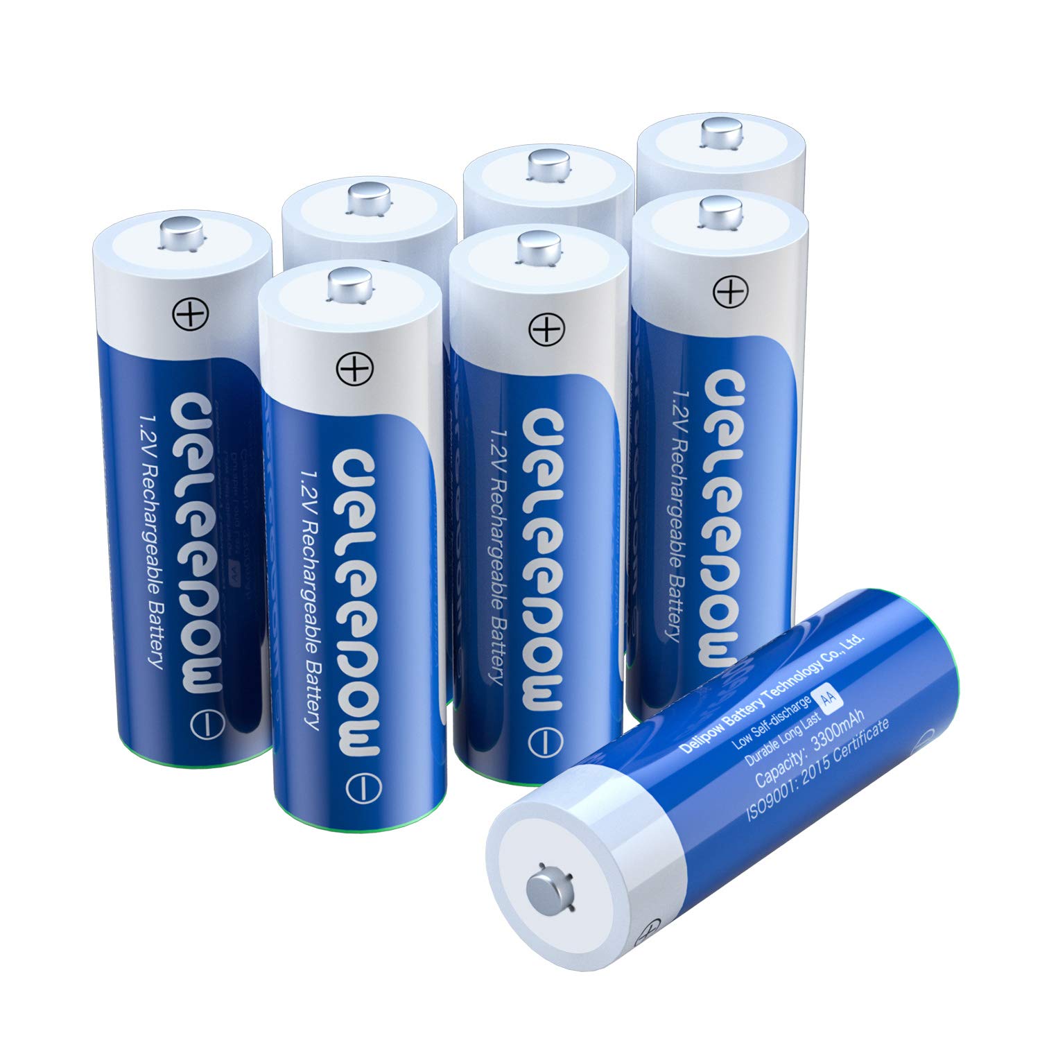 Deleepow AA Rechargeable Batteries Nimh 3300mAh 1.2V Batteries AA Size Rechargeable High Capacity 1200 Cycles 8-Pack(Only Batter